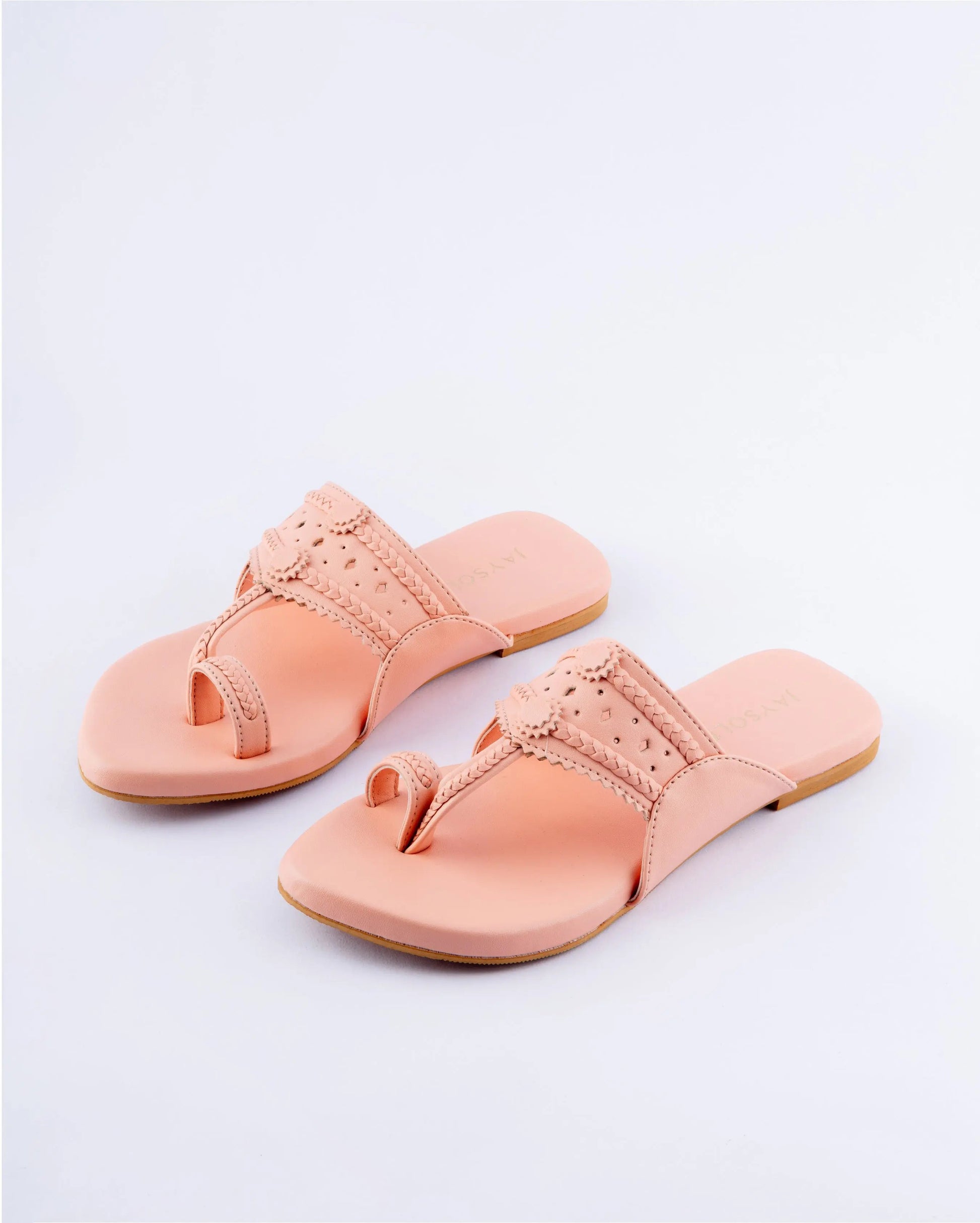 Salmon Peach Solid Kolha Flats My Store
