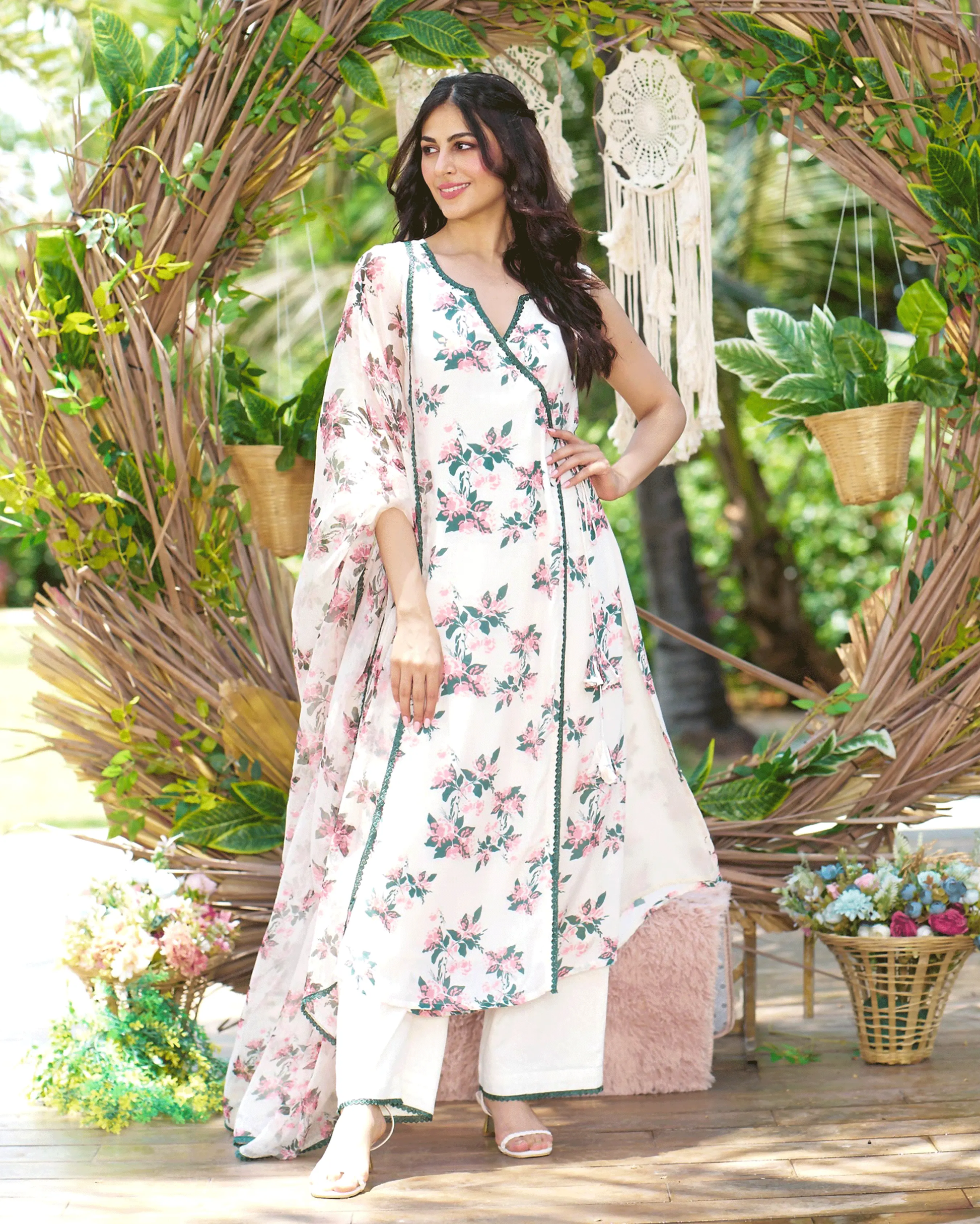 Rishika Off White Printed Silk Suit Set My Store