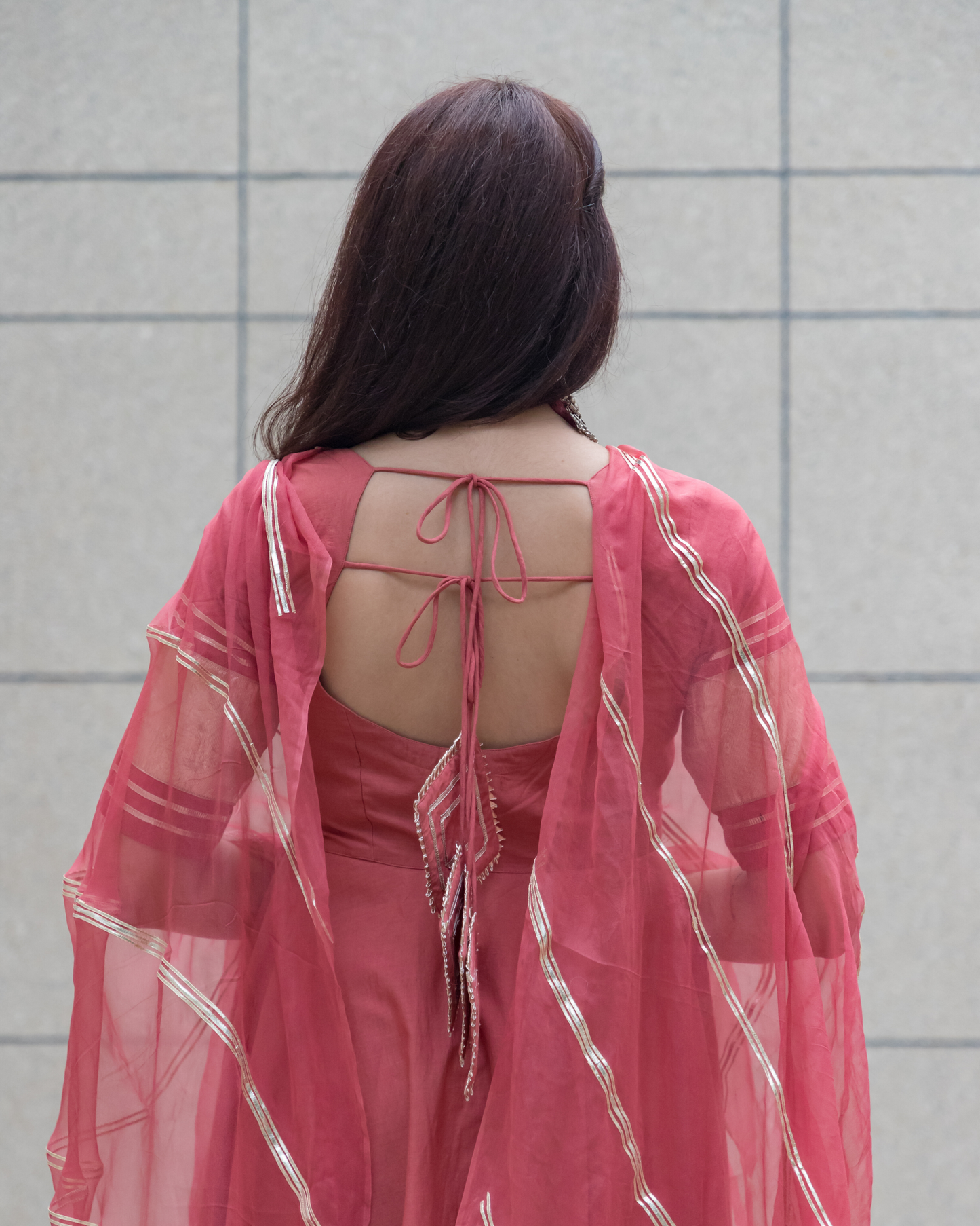 Peach Gotapatti Cotton Suit Set My Store