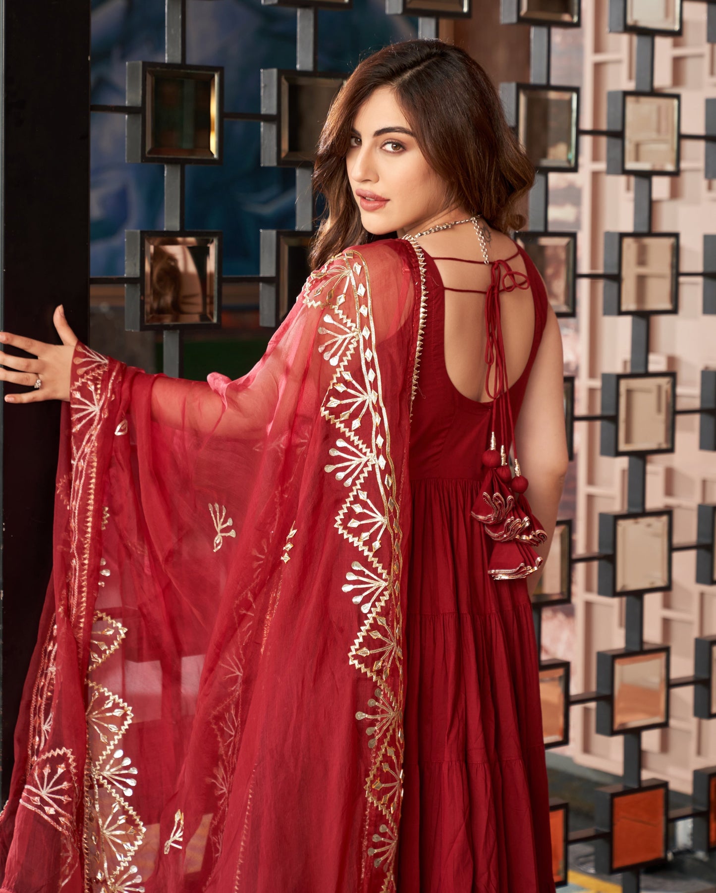 Chandni Maroon Gotapatti Cotton Suit Set Quick Cart