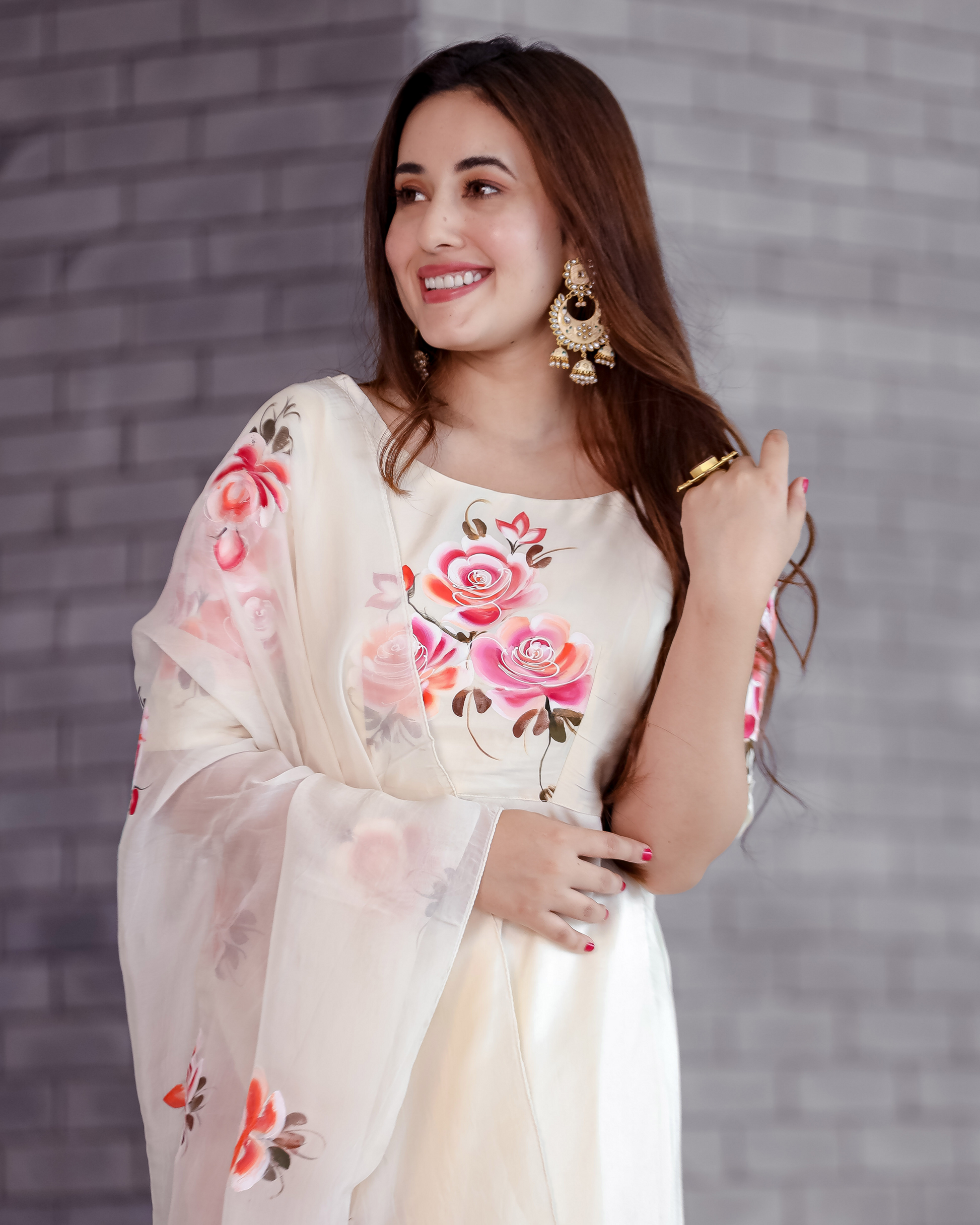 Cream Valeria Handpainted Suit Set Quick Cart