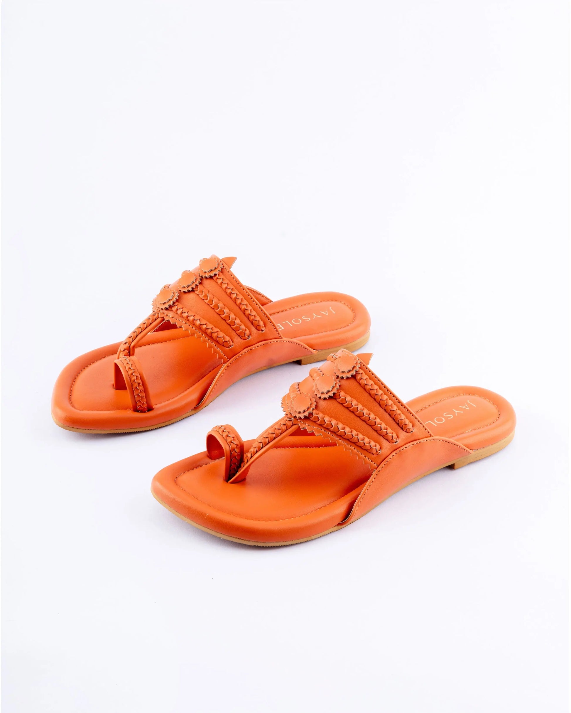 Marmalade Orange Solid Kolha Flats My Store