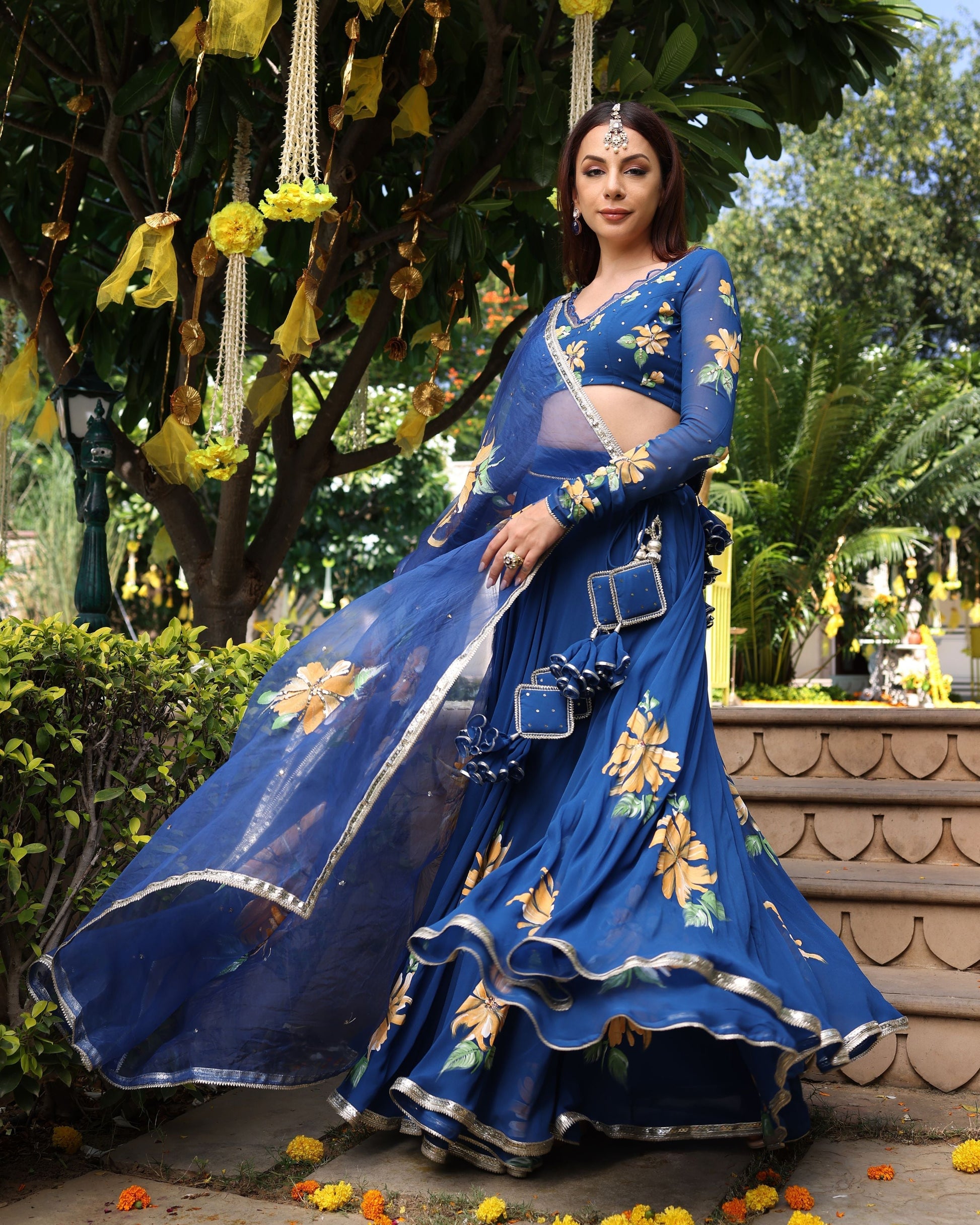 Madison Blue Handpainted Georgette Lehenga Set Quick Cart