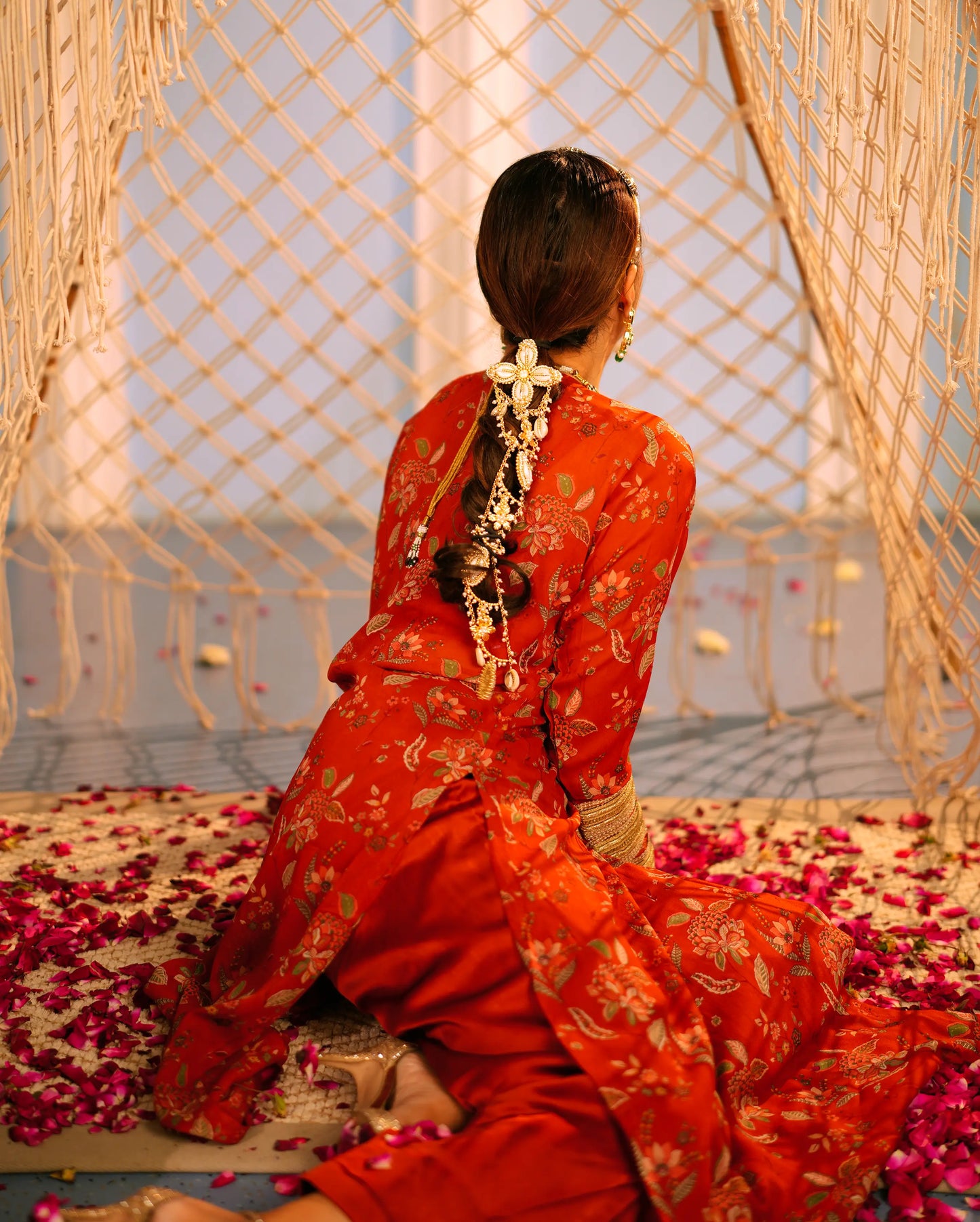 Veda Orange Printed Georgette Kurta Set My Store