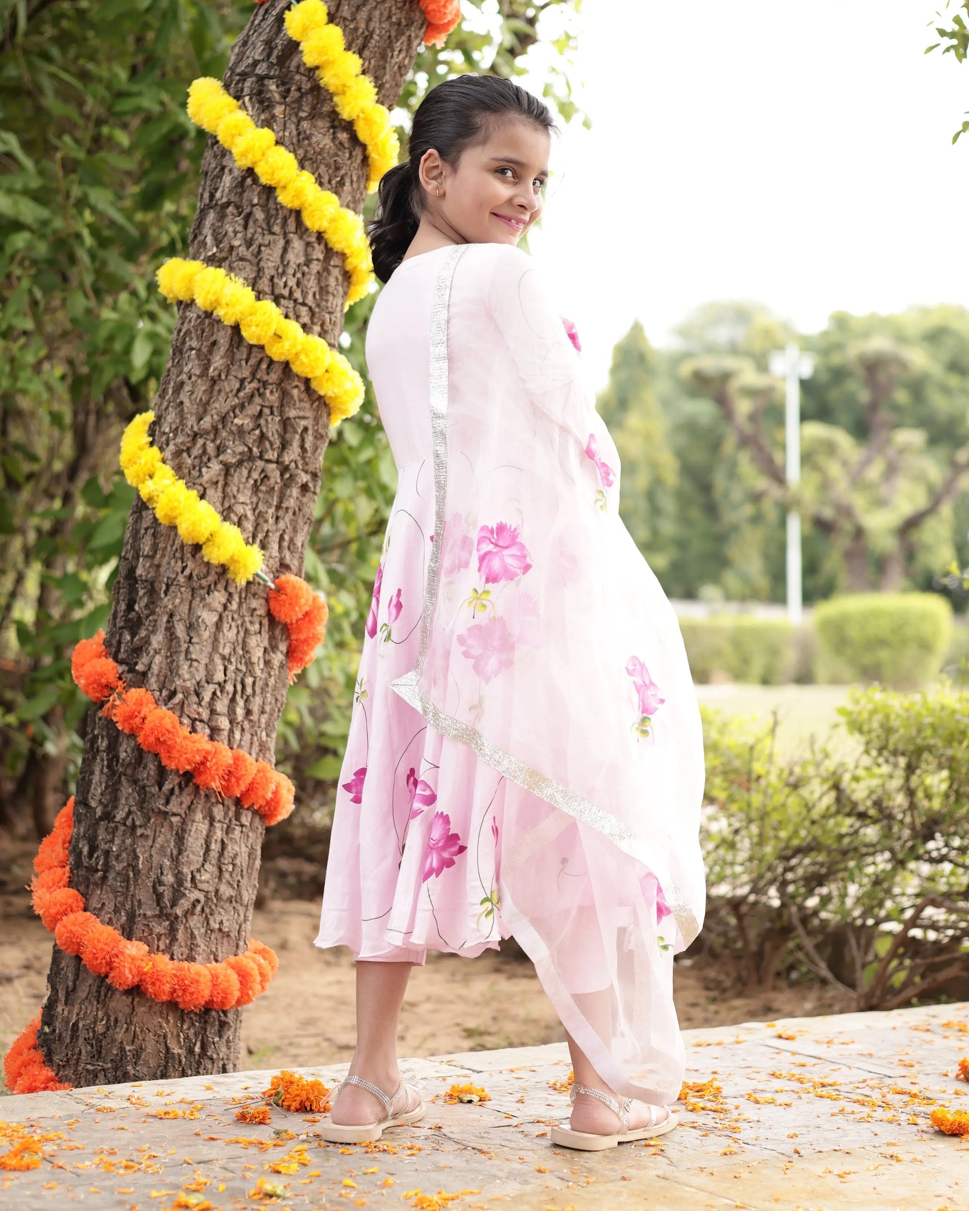 Dandelion Pink Muslin Silk Handcrafted Suit Set My Store