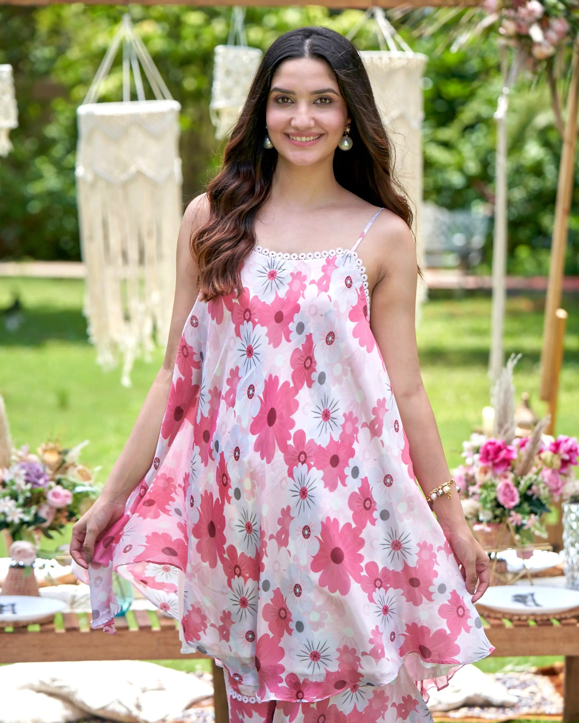 Nitara Rust Printed Silk Coord Set My Store