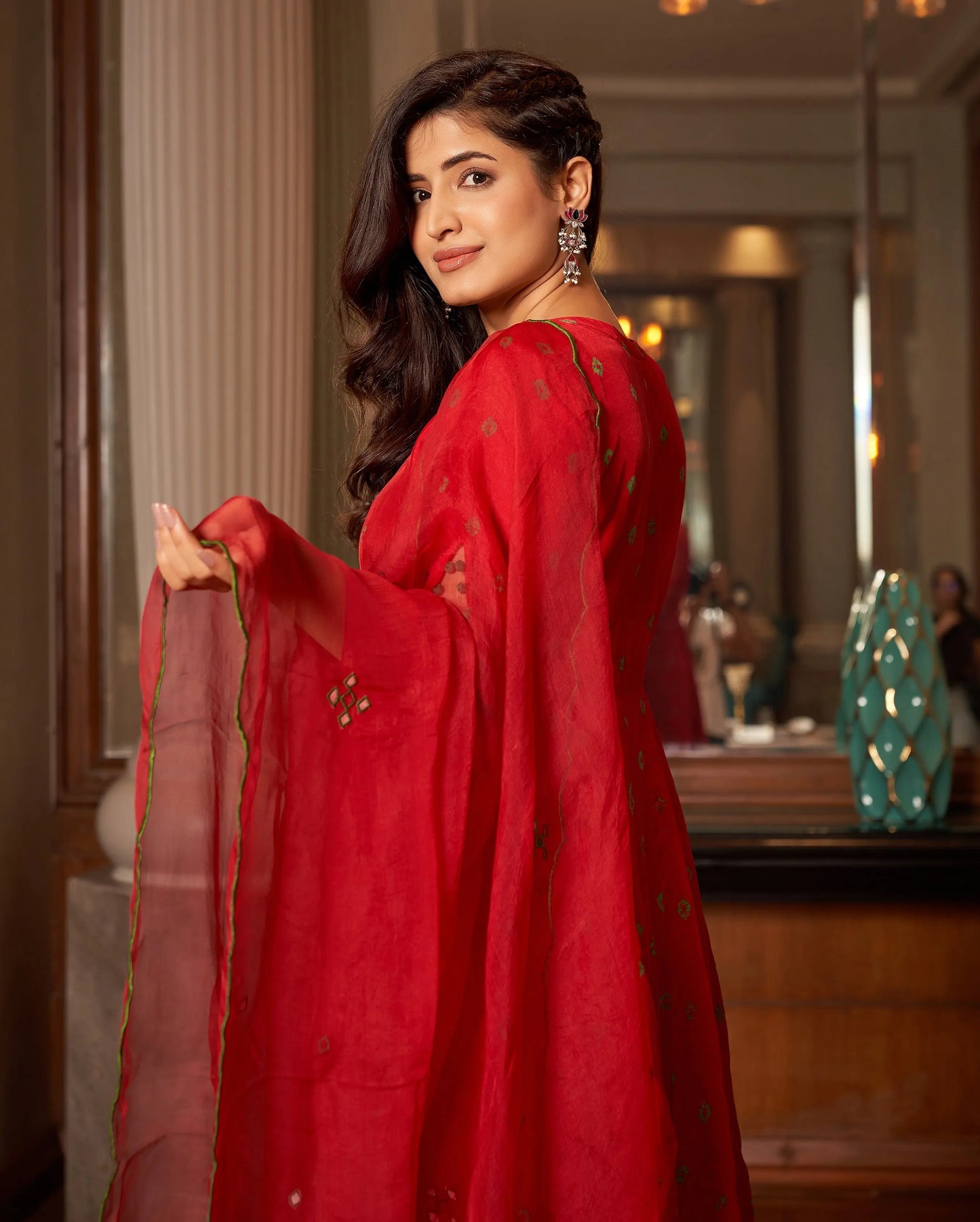 Rasa Red Bandhani Silk Suit Set My Store