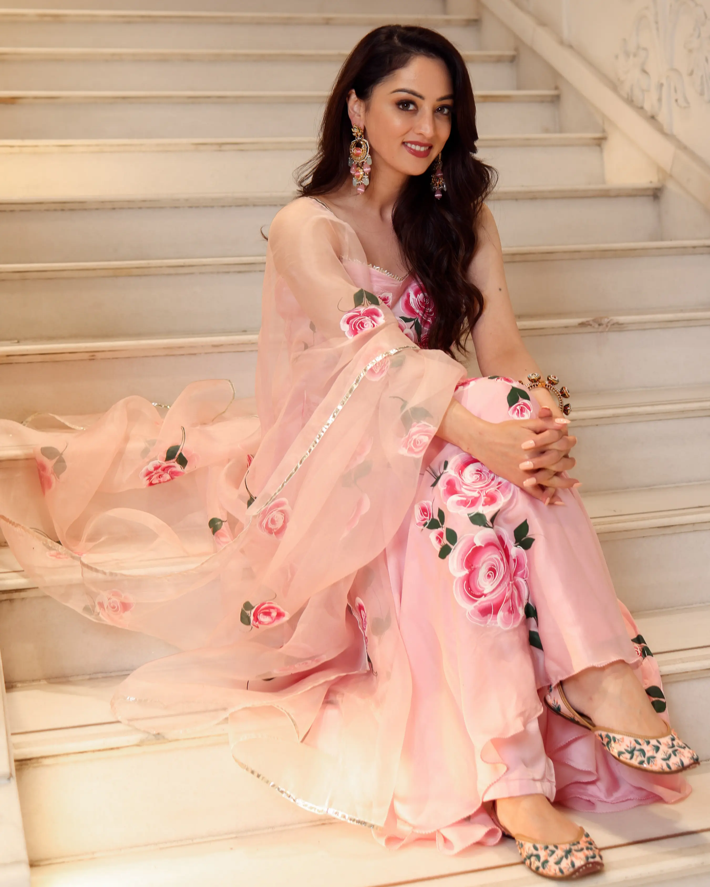 Pink Marble Handpainted Suit Set My Store