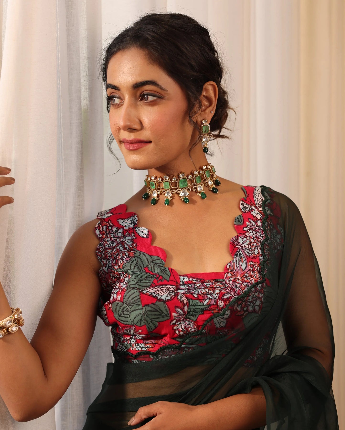 Riddhi Red Printed Chanderi Blouse My Store