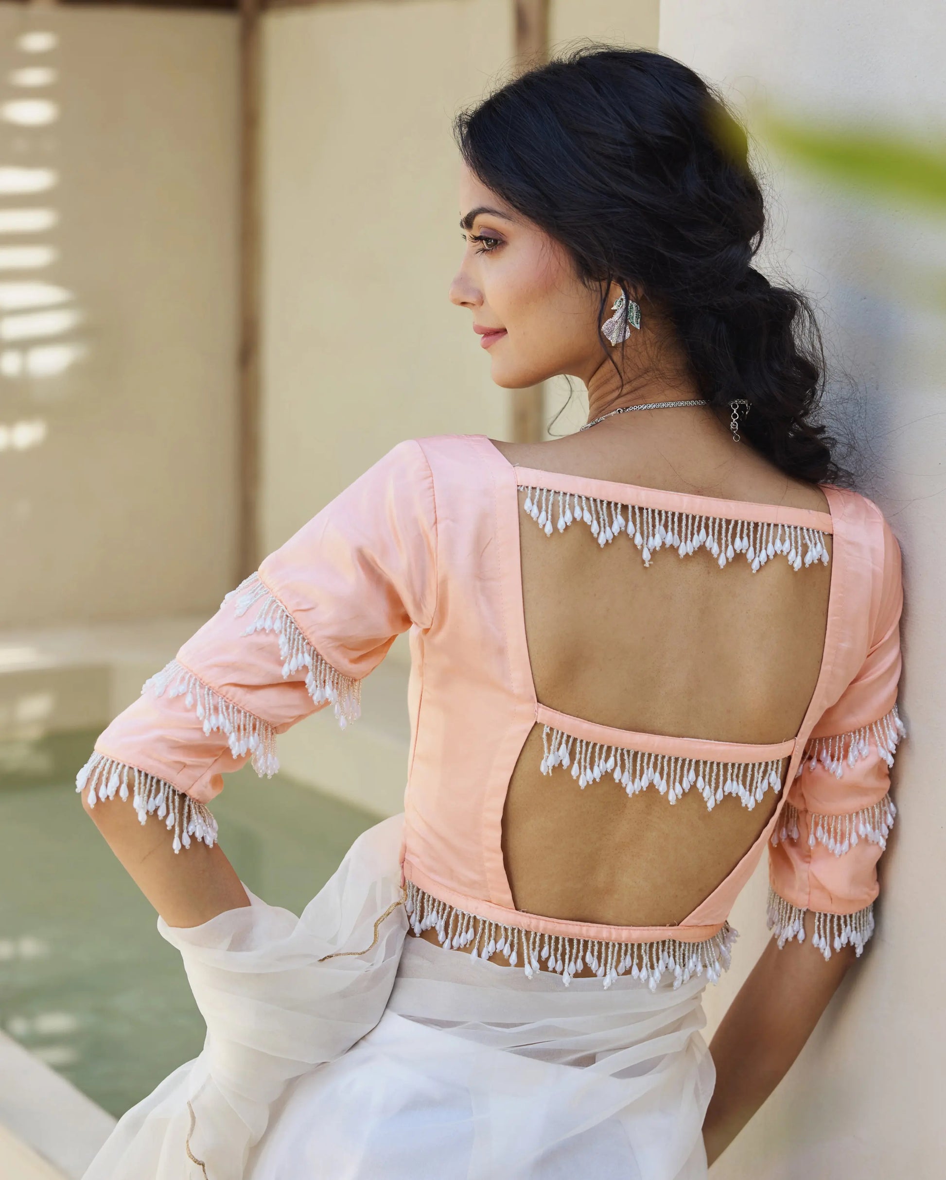 Breezy Belle Peach Satin Blouse My Store