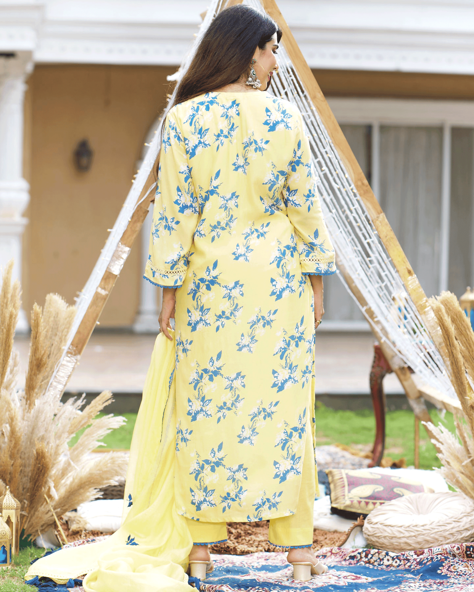 Shrinika Yellow Printed Silk Suit Set My Store