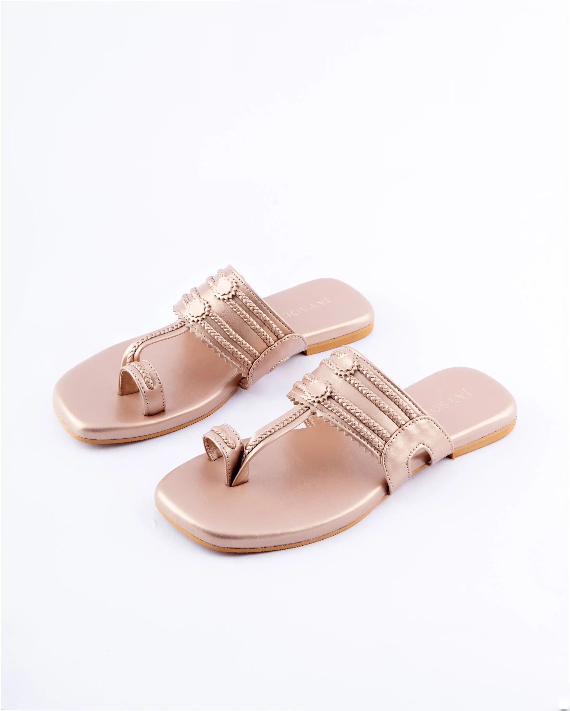 Rose Gold Solid Kolha Flats My Store