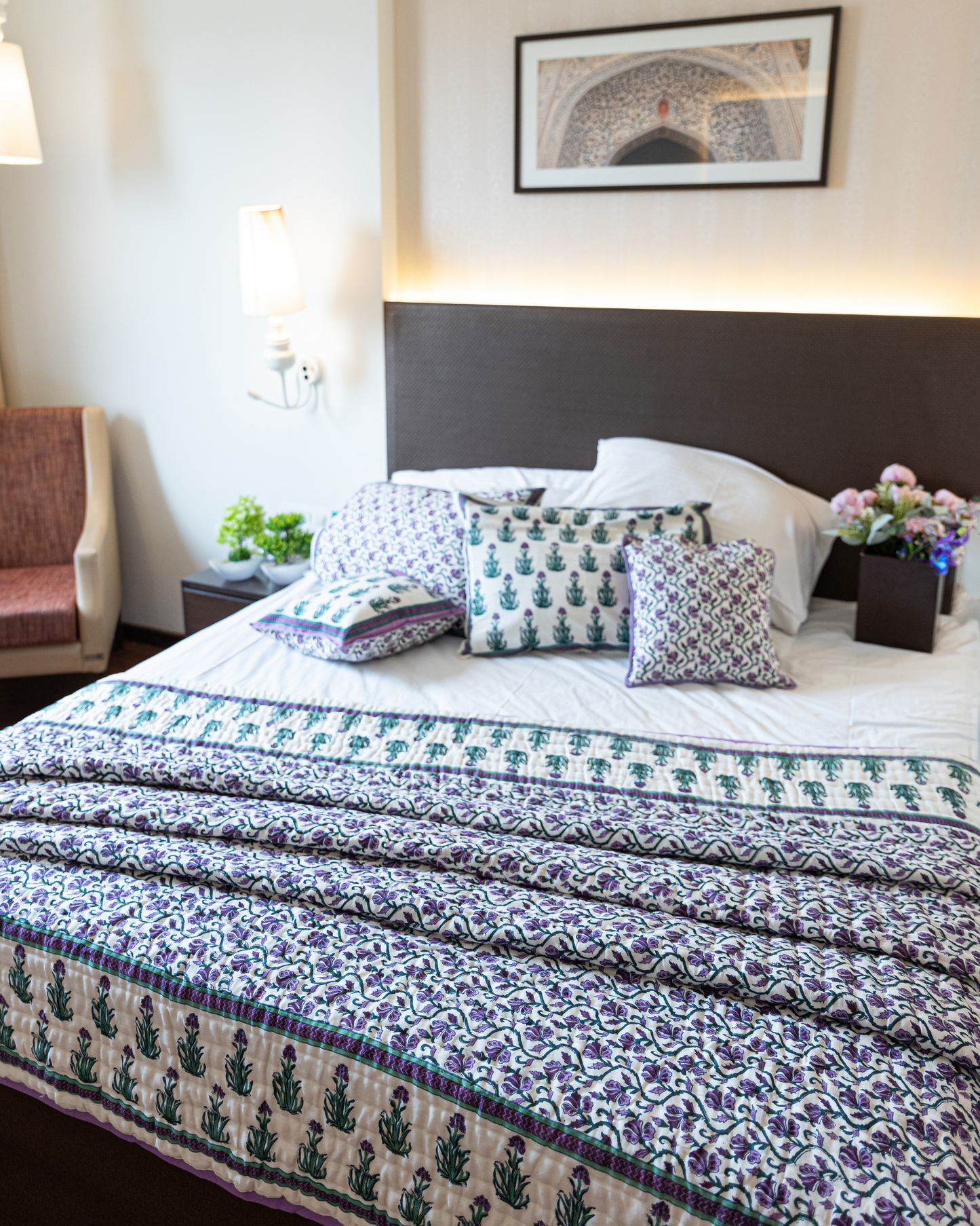 Gilly Flower Handblock Printed Cotton Quilt My Store