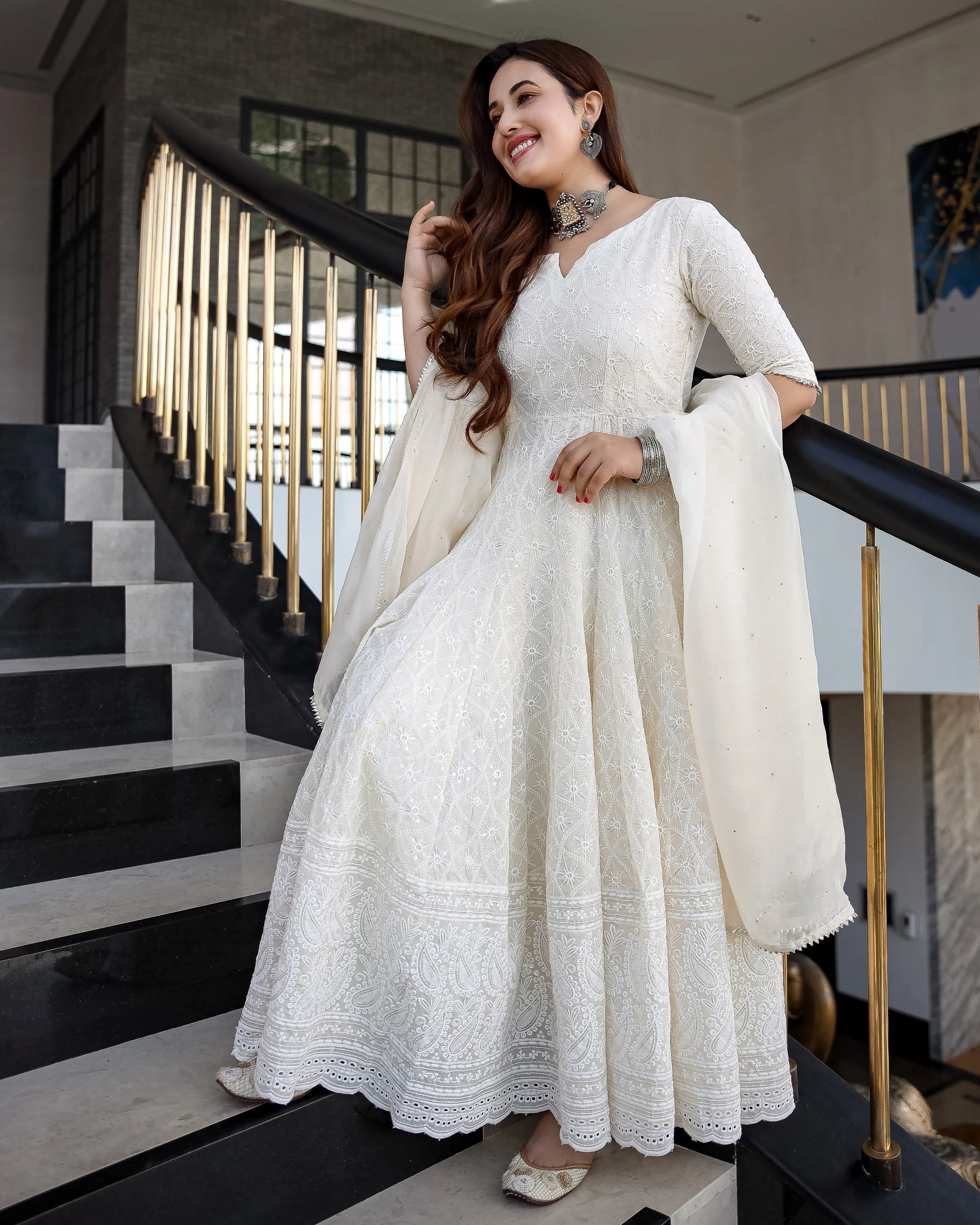 Pearl Ivory Anarkali Set My Store