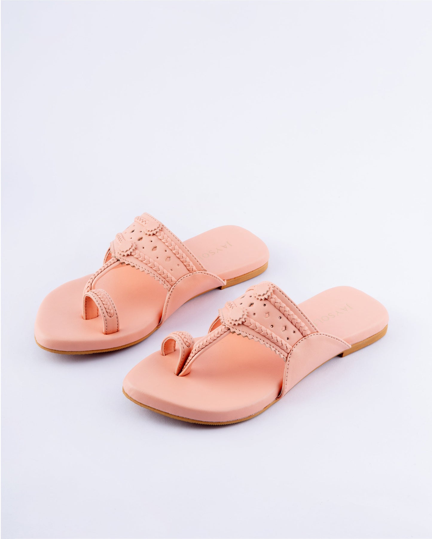 Salmon Peach Solid Kolha Flats My Store