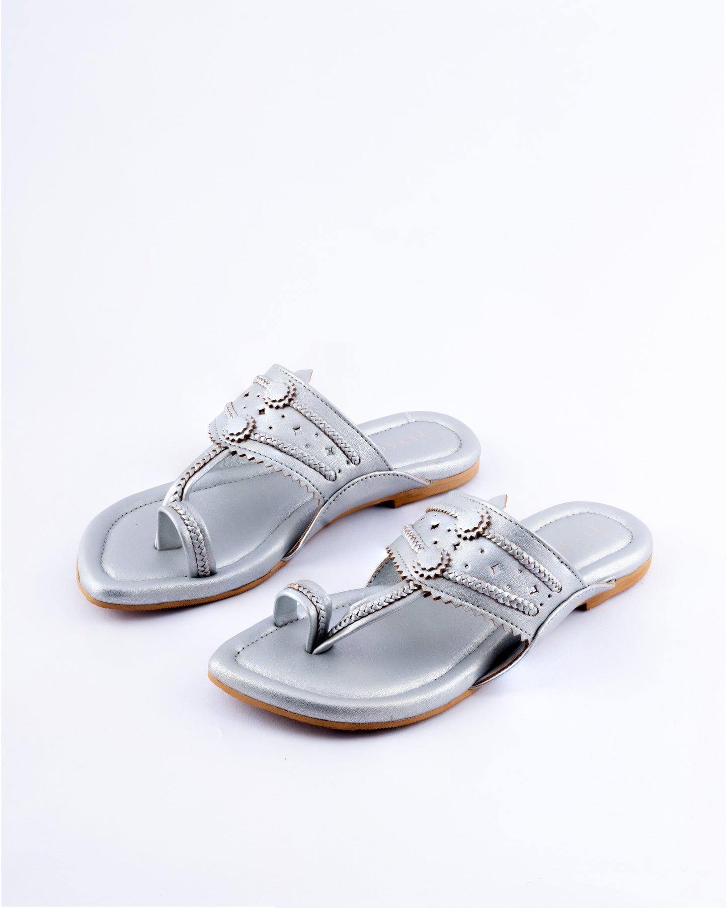 Silver Solid Kolha Flats My Store