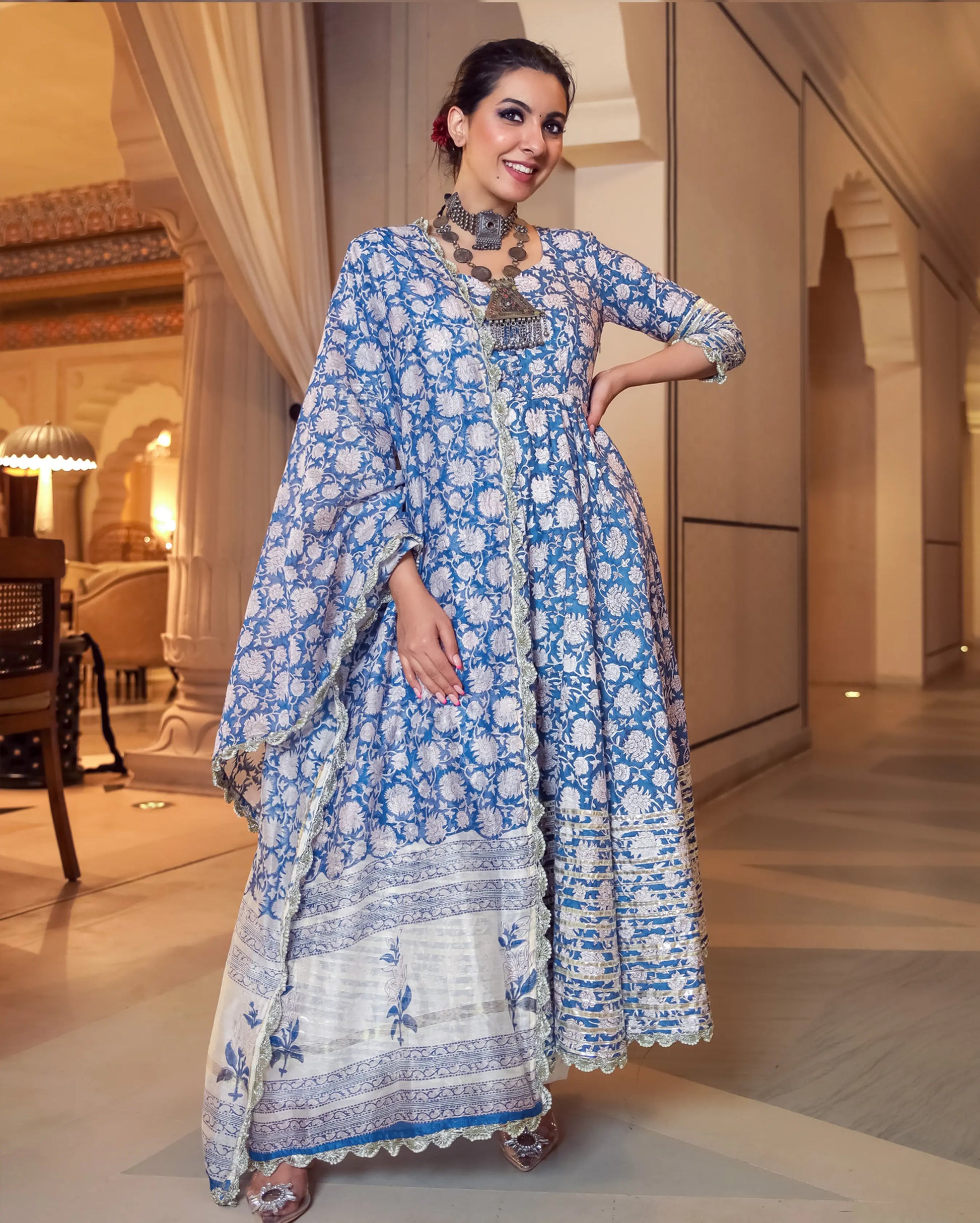 Tropical Sugar Handblock Gota Suit Set My Store