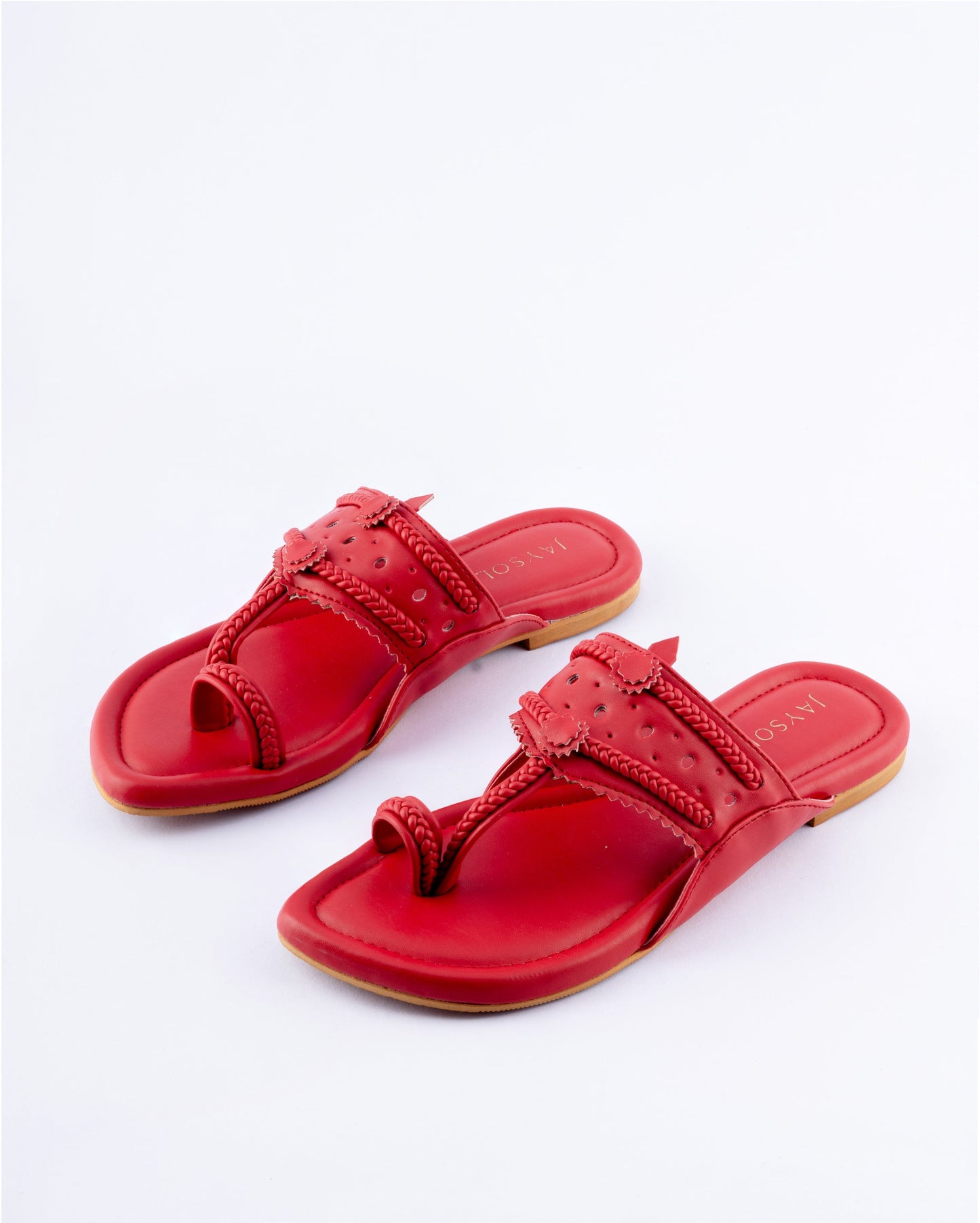 Indian Red Solid Kolha Flats My Store