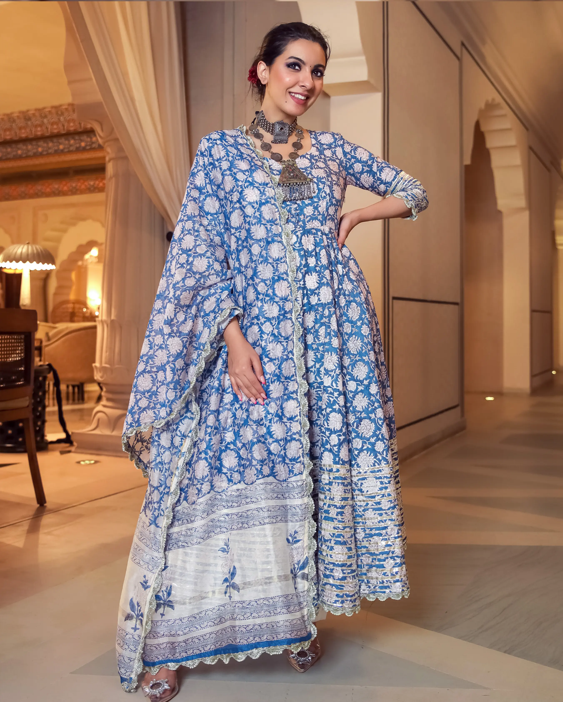 Tropical Sugar Handblock Gota Suit Set My Store