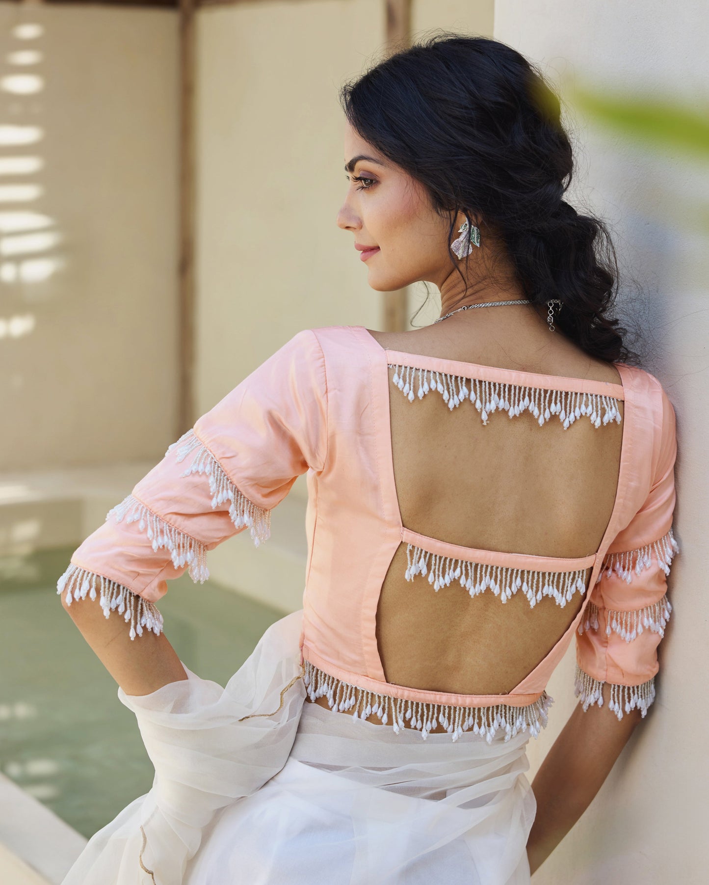 Breezy Belle Peach Satin Blouse My Store