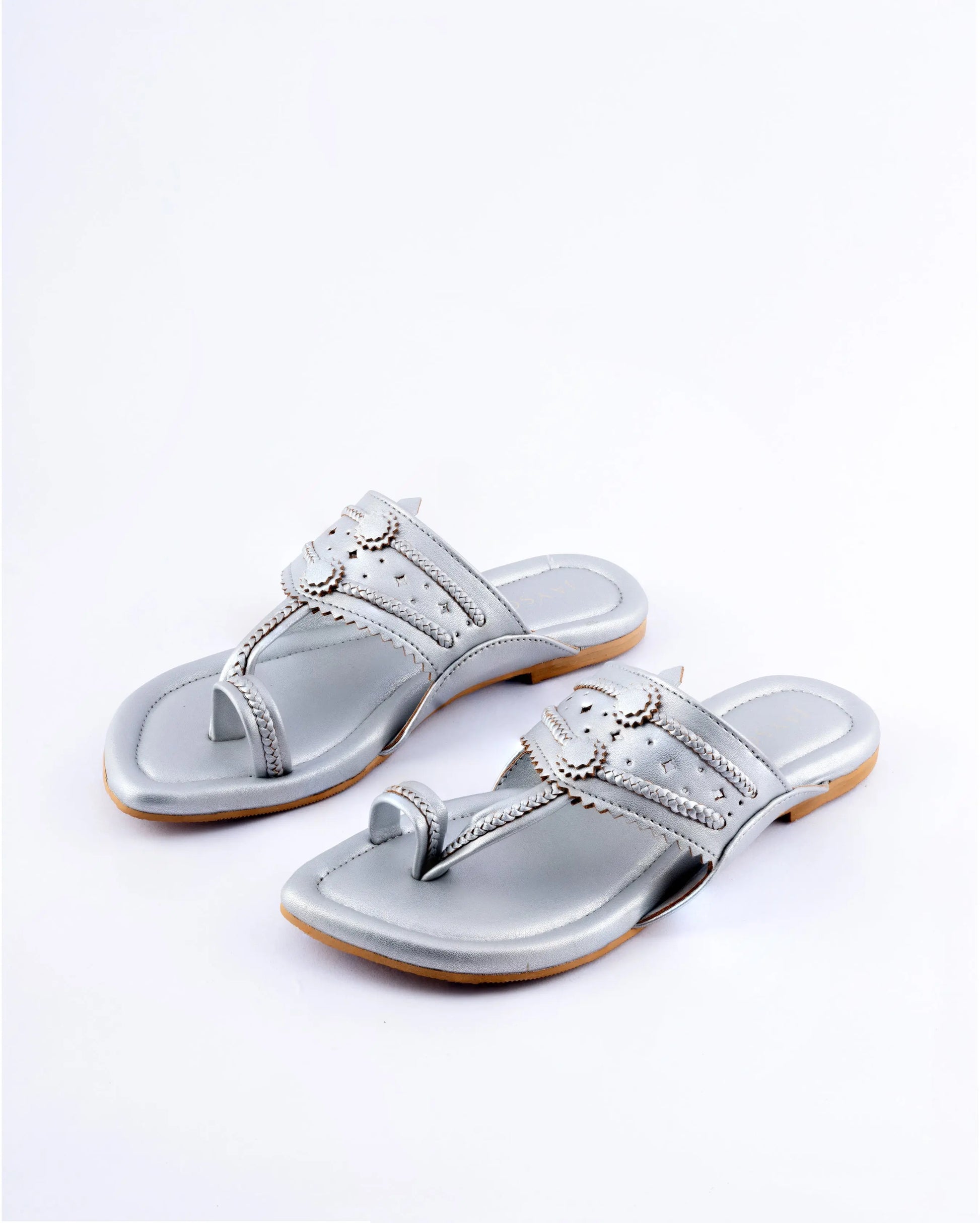 Silver Solid Kolha Flats My Store