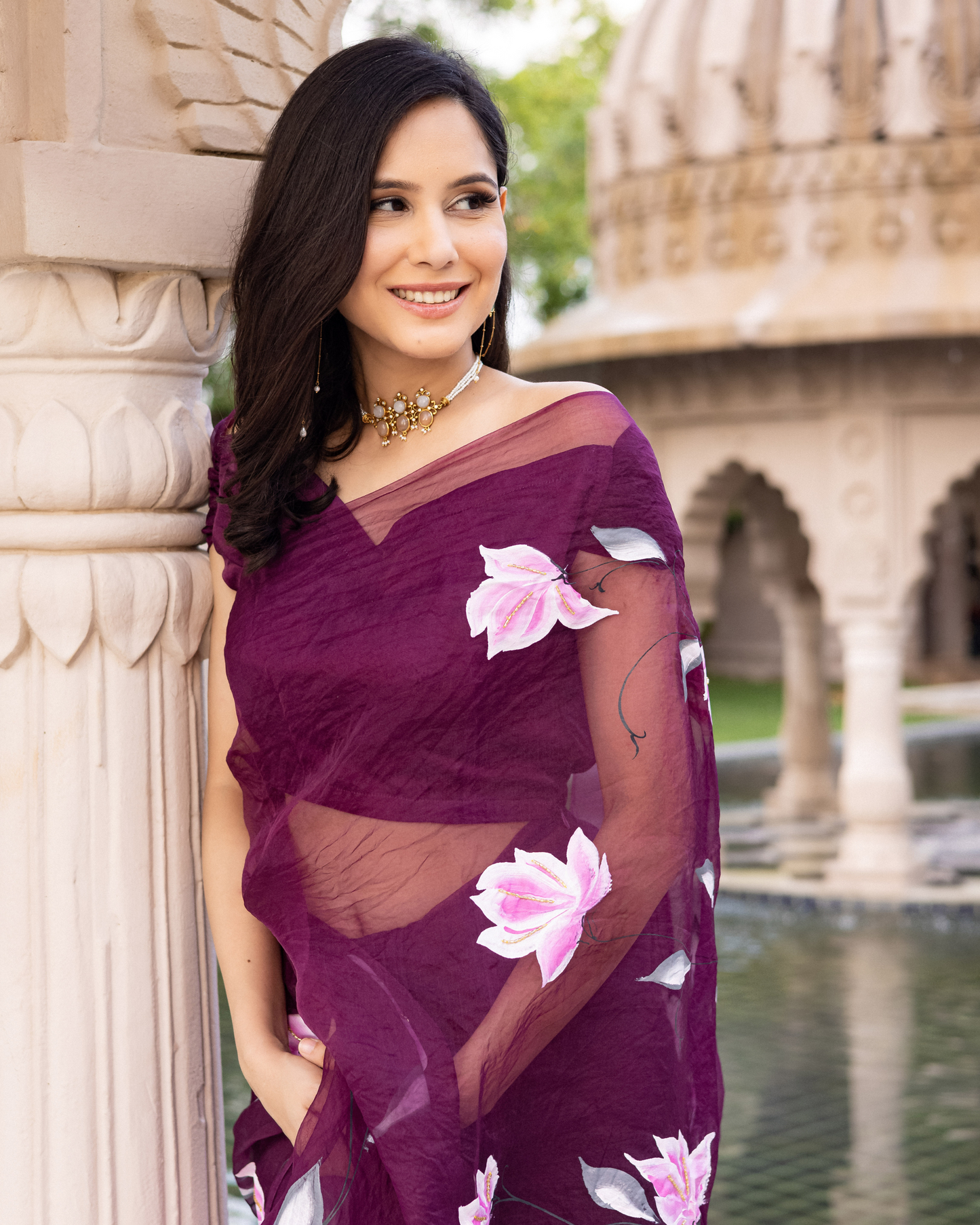 Ragmala Handpainted Organza Saree My Store