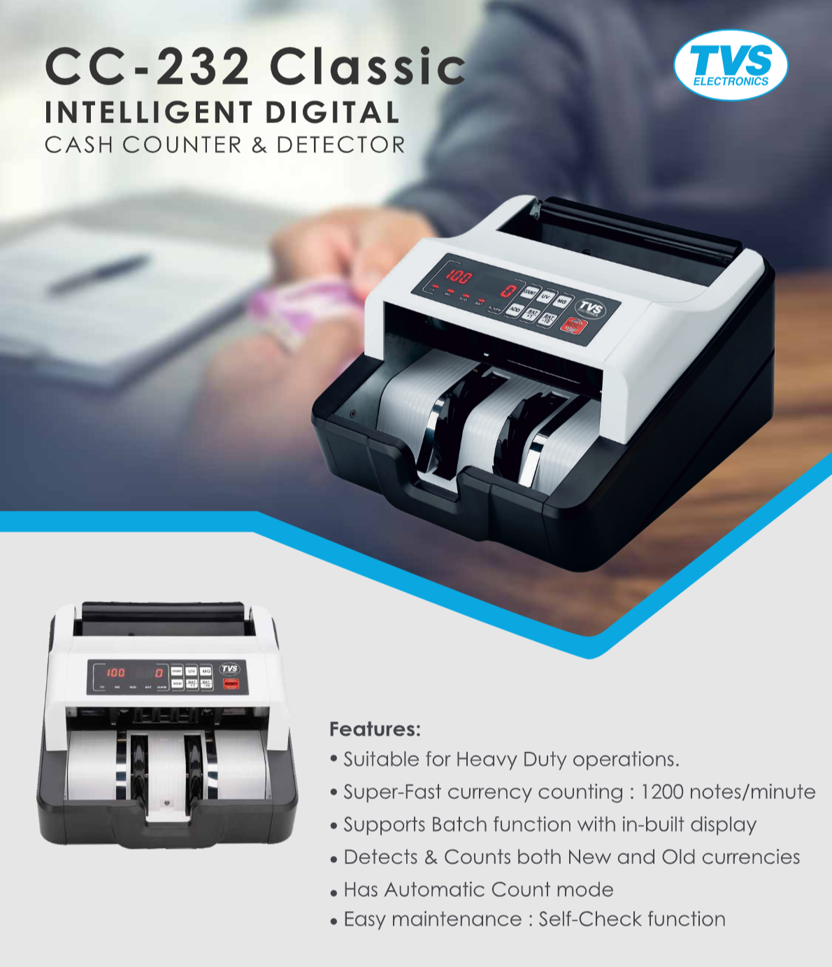 Tvs Cash Counting Machine CC-232 Classic