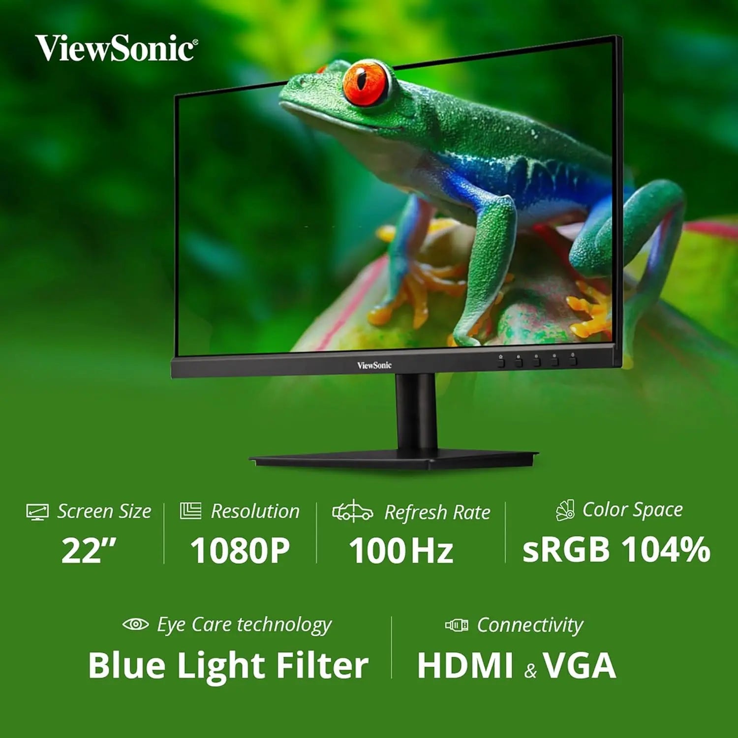 ViewSonic VA2209-H 22 Inch Full HD IPS 100Hz Adaptive Sync Flicker Free Eye-Care Technology Monitor My Store