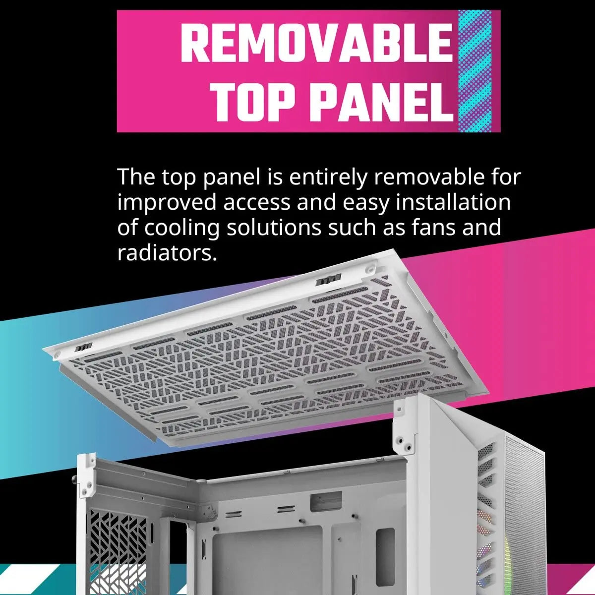 Cooler Master MasterBox MB520 Mesh ARGB E-ATX Mid-Tower Computer Cabinet with Pre-Installed Fans - White