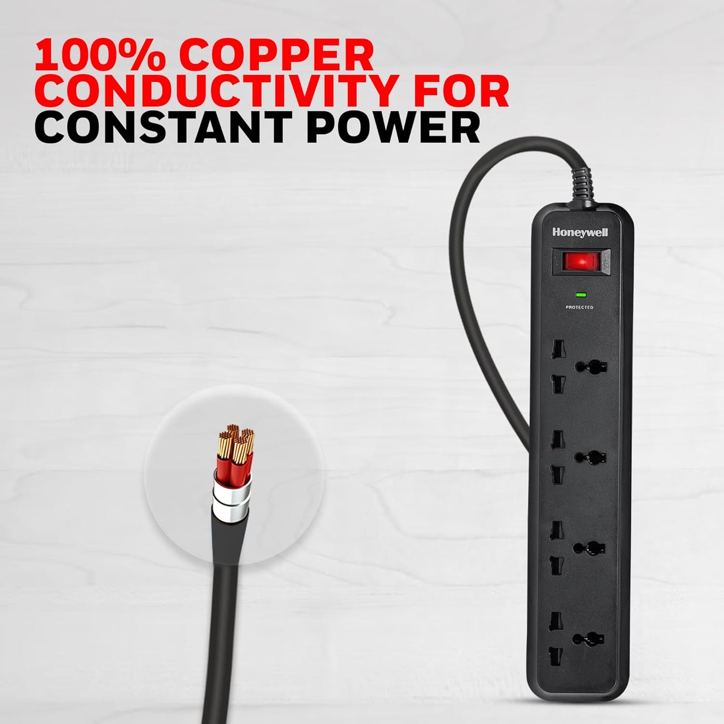 Honeywell 4 Out Surge Protector Extension Cord