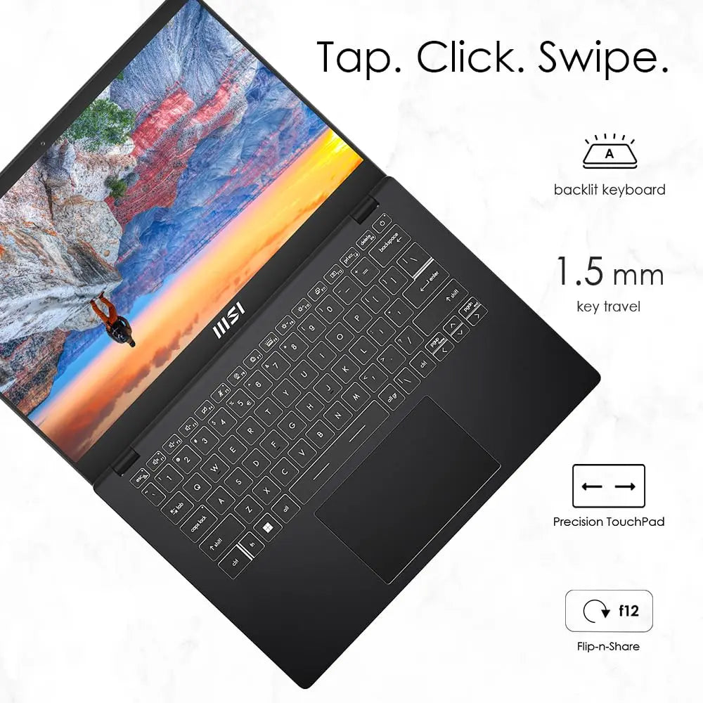 MSI Modern 14 Laptop 14 C12MO-1212IN 12th Gen Intel Core i5 Processor/16GB RAM/512GB SSD/Win11/,Microsoft Office Home & Student 2021/Intel Iris Xe Graphics Card/Screen Inch 14/Black