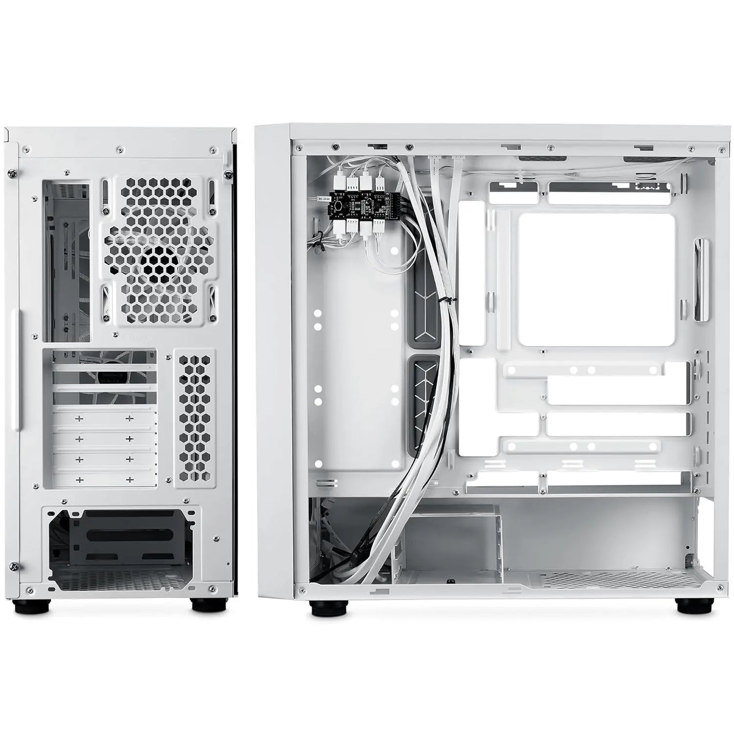 Cooler Master MasterBox 600 ARGB E-ATX Tempered Glass Side Panel Mid Tower Gaming Cabinet - White