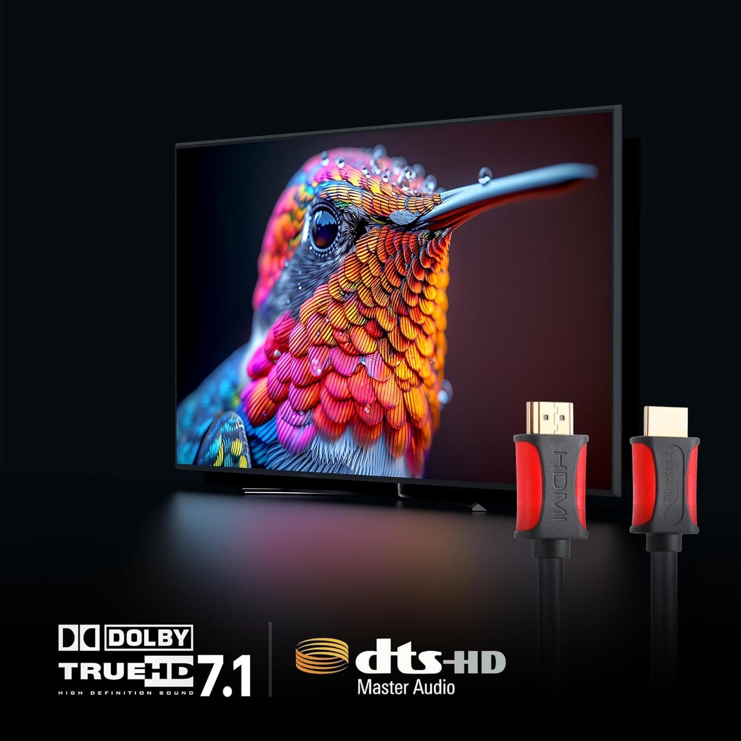 Nextech High-Speed HDMI Cable with Ethernet  Supports 3D 4K Video 60Hz FPS, Audio Return - Latest Version 2.0 50 Feet/15 Meter, Spruce Grey