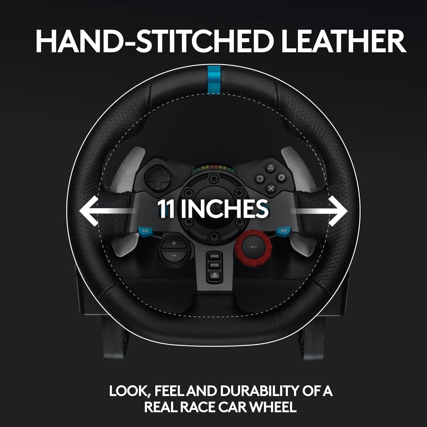 Logitech G29 Driving Force Racing Wheel and Floor Pedals, Real Force, Stainless Steel Paddle , Leather Steering Wheel Cover,PS5/PS4/PS3/PC/Mac