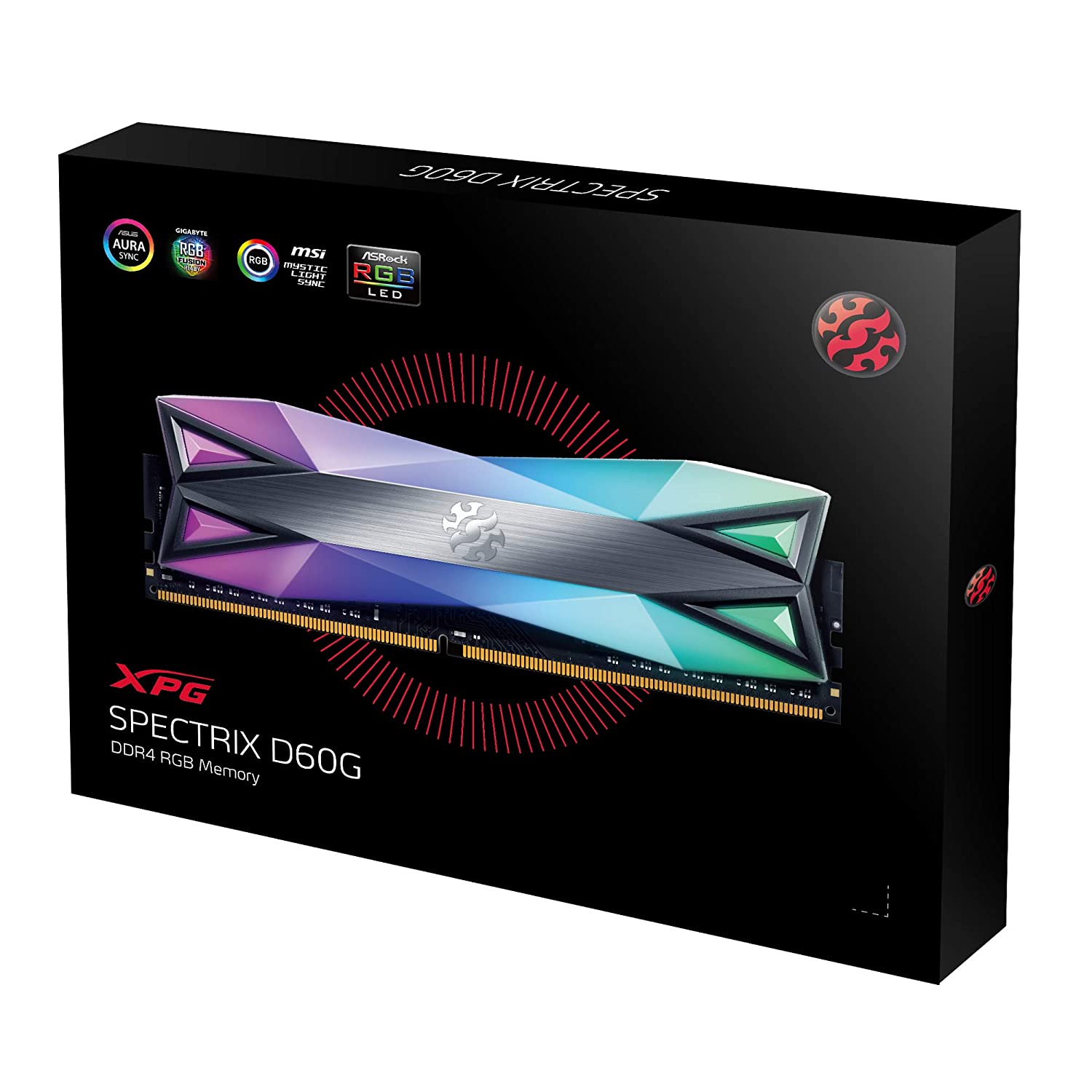 ADATA DESKTOP RAM 32GB DDR4 3600 MHz 16GBx2 SPECTRIX D60G RGB   AX4U360016G16I DT60
