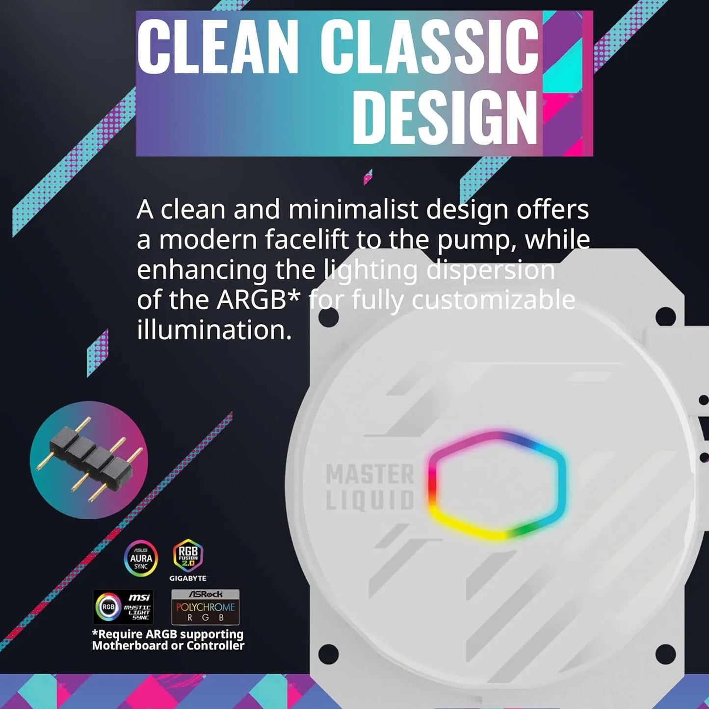 Cooler Master MasterLiquid 360L Core ARGB 360mm Close-Loop PWM AIO CPU Liquid Cooler - White