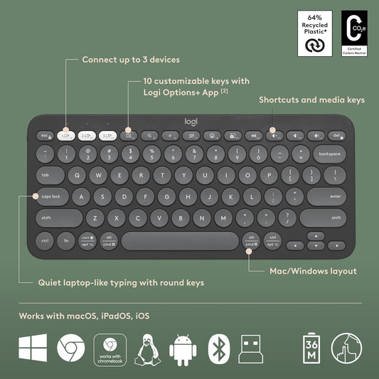Logitech Keyboard Mouse Combo Pebble 2 Combo Graphite