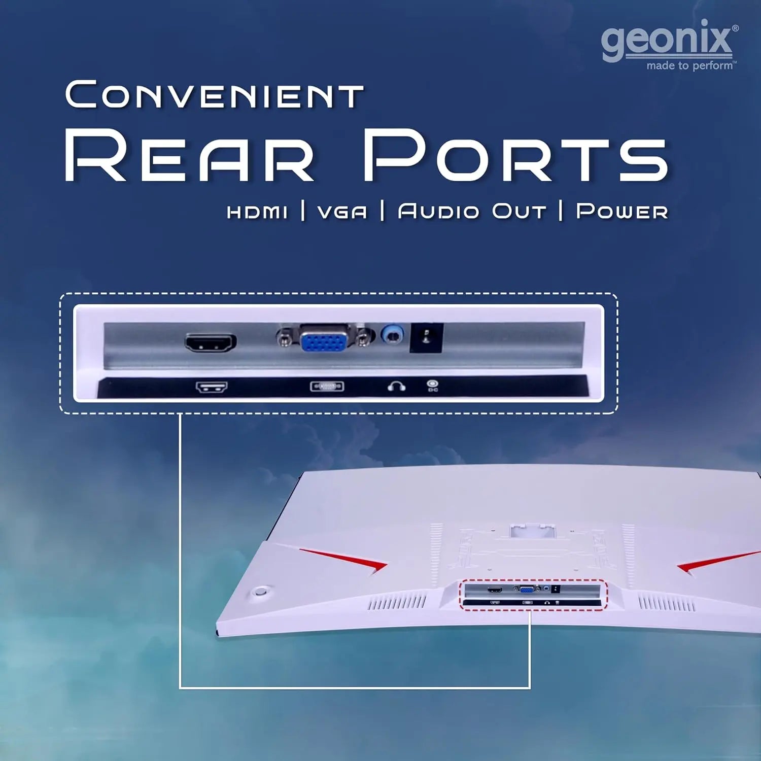 Geonix Argon 32" 75Hz 1080p Full HD LED Panel Curved Monitor with Dual Speakers - White My Store