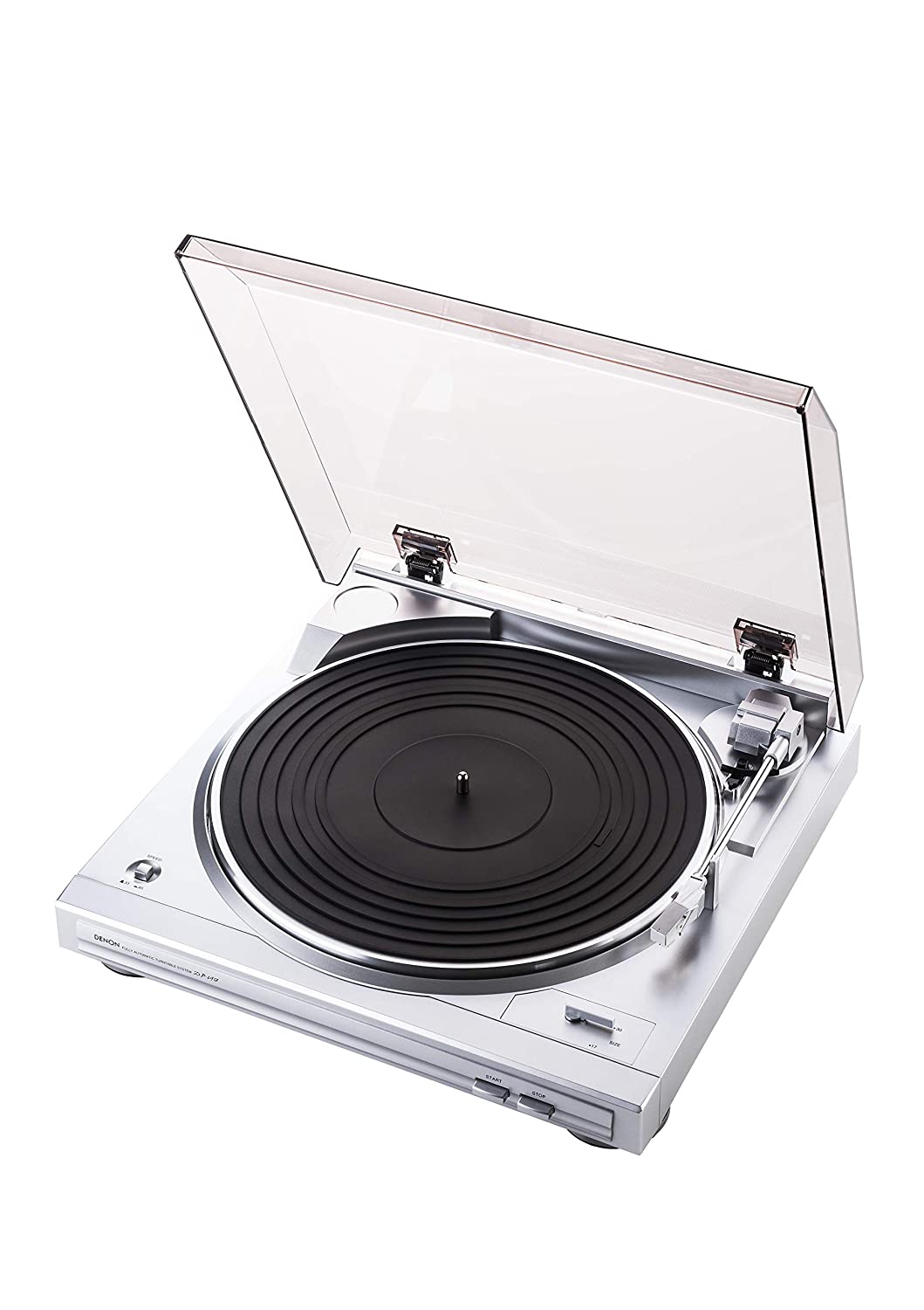 Denon DP-29F Automatic Belt-Drive Analog Turntable with Pre-Mounted Cartridge and Built-in Phono Preamp - Silver