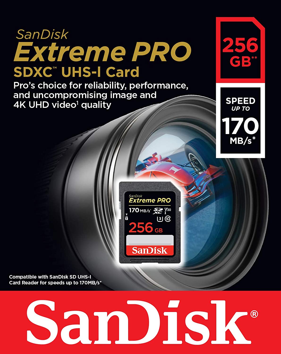 SanDisk Extreme Pro SD Card ,256GB 170MB/s
