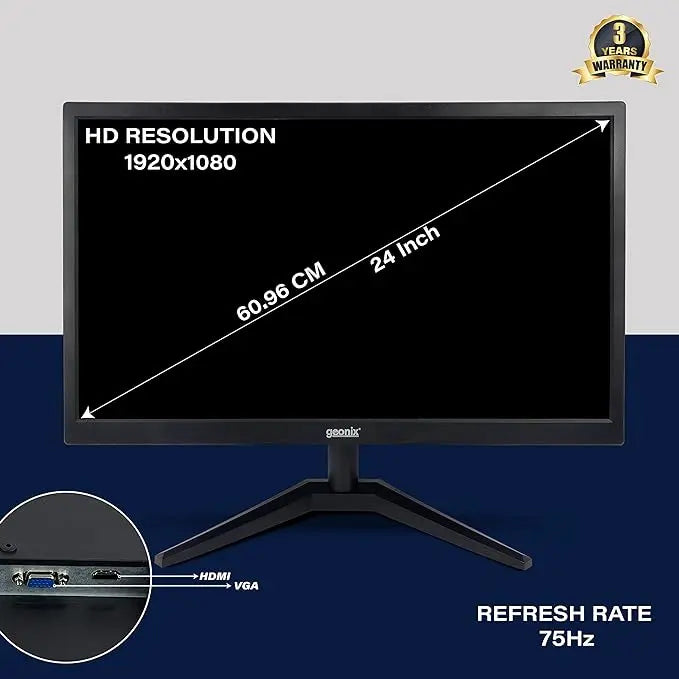 GEONIX 24 Inch PC Monitor 1920x1080 Full HD LED with VGA & HDMI Glossy Panel My Store