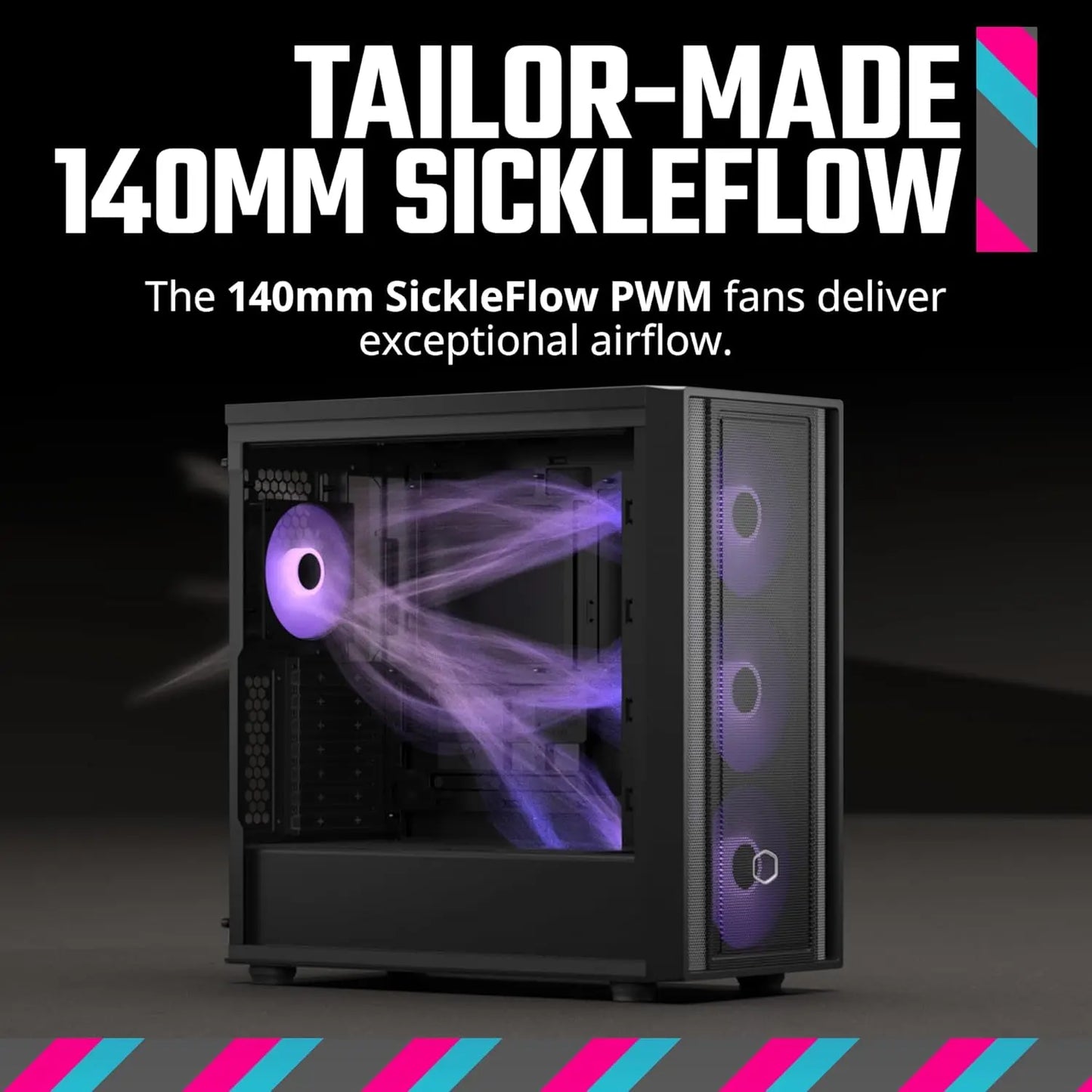 Cooler Master MasterBox 600 ARGB E-ATX Tempered Glass Side Panel Mid Tower Gaming Cabinet - Black