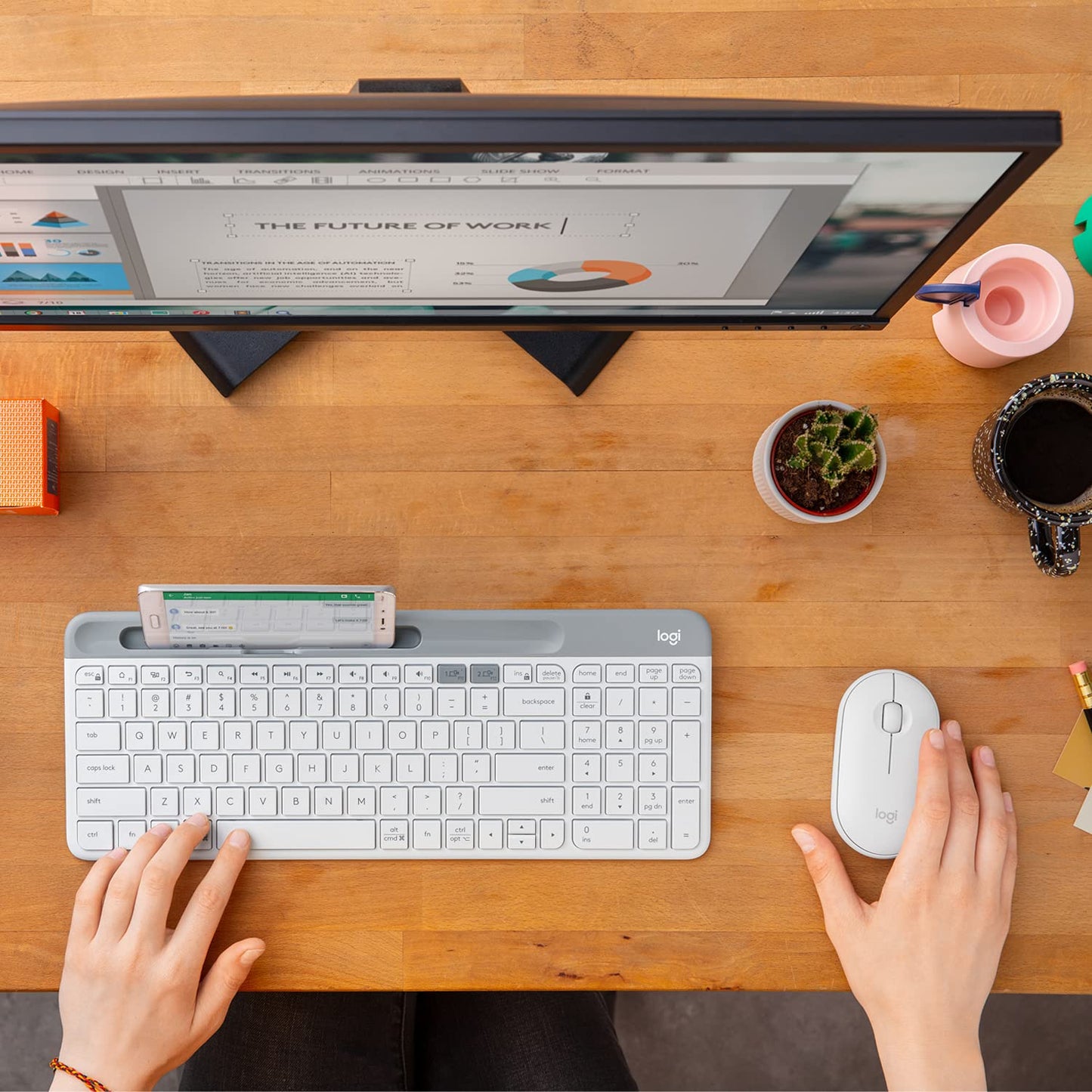 Logitech K580 Slim Multi-Device Wireless Keyboard – Bluetooth Receiver White