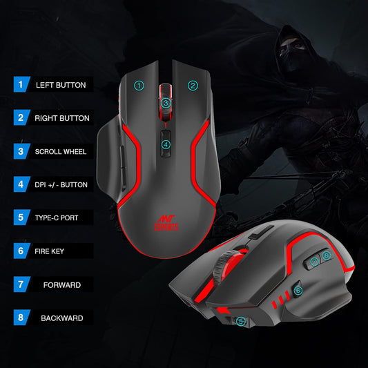 Ant Esports GM320 Pro RGB Wireless Gaming Mouse Black
