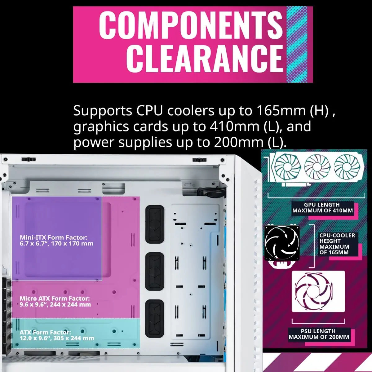 Cooler Master MasterBox MB520 Mesh ARGB E-ATX Mid-Tower Computer Cabinet with Pre-Installed Fans - White