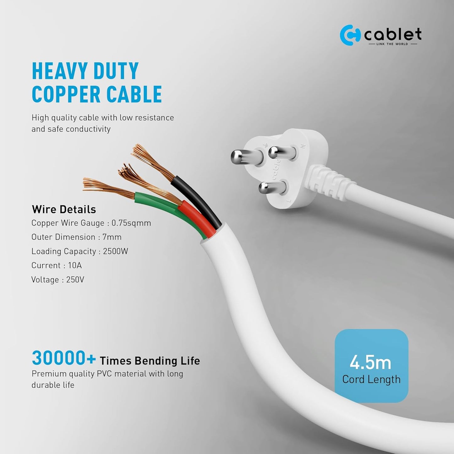 Cablet 6 Socket 1 Switch 4.5m Spike  6010-45