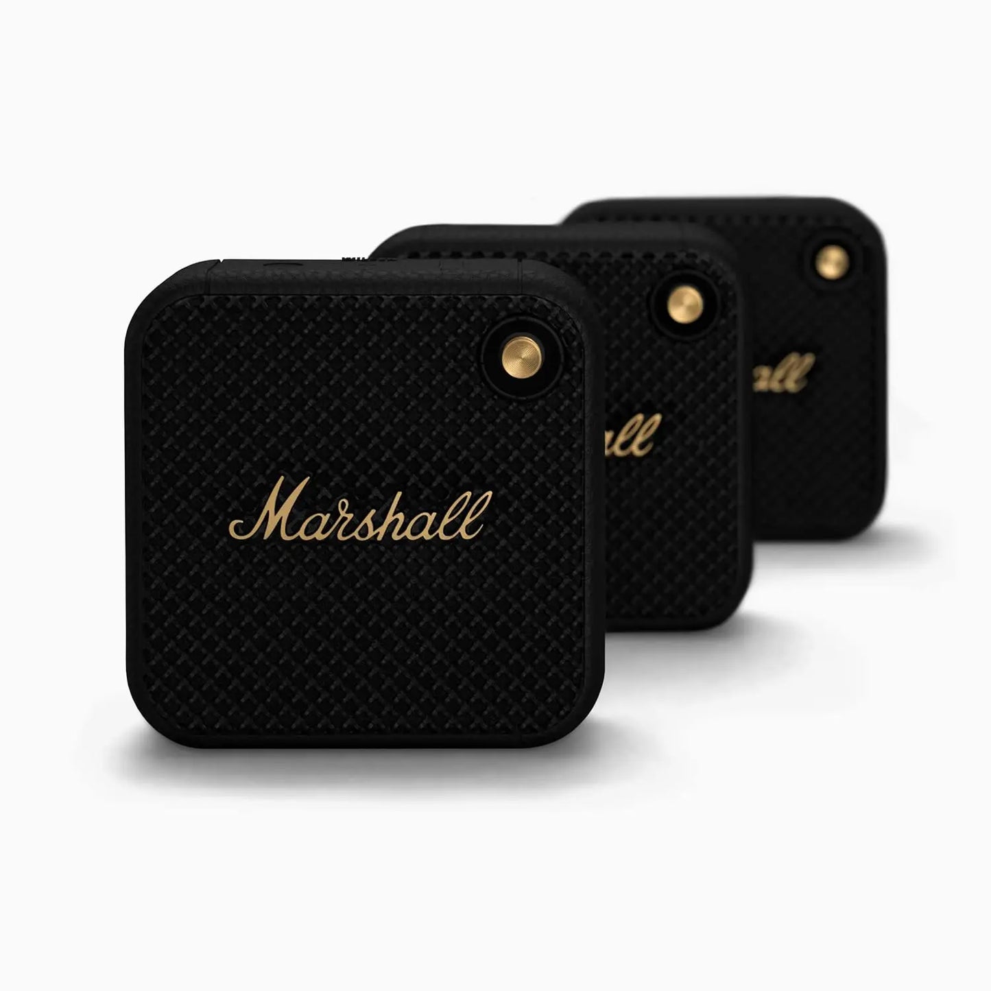 Marshall Willen Portable Bluetooth Speaker with 15+ Hours of Portable Playtime, Dust & Waterproof (IP67) - Black & Brass.