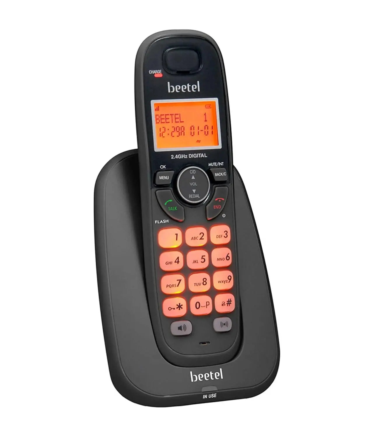 Beetel X70 Cordless Landline , 2.4GHz, 2 Way Speakerphone, Volume Adjustment- Black