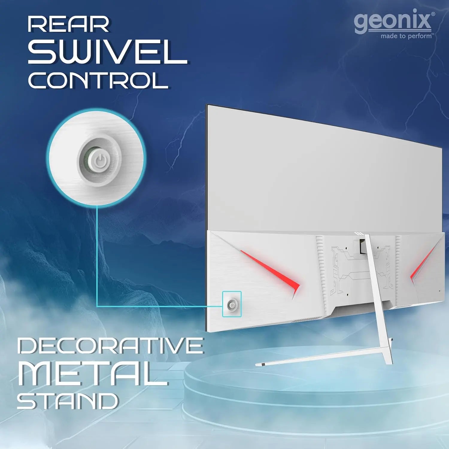 Geonix Argon 32" 75Hz 1080p Full HD LED Panel Curved Monitor with Dual Speakers - White My Store