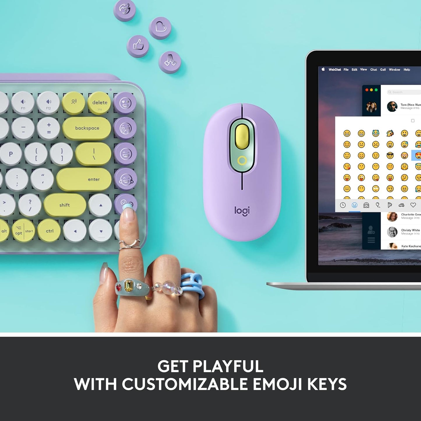 Logitech POP Keys Bluetooth 5.1 Wireless Keyboard with Multi Device Connectivity 50 Million Keystrokes, Daydream